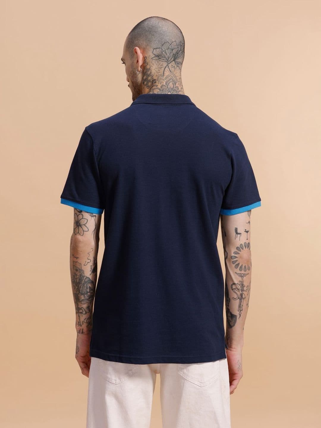 WROGN Men Solid Polo Collar Cotton Slim Fit T-shirt thumbnail 4