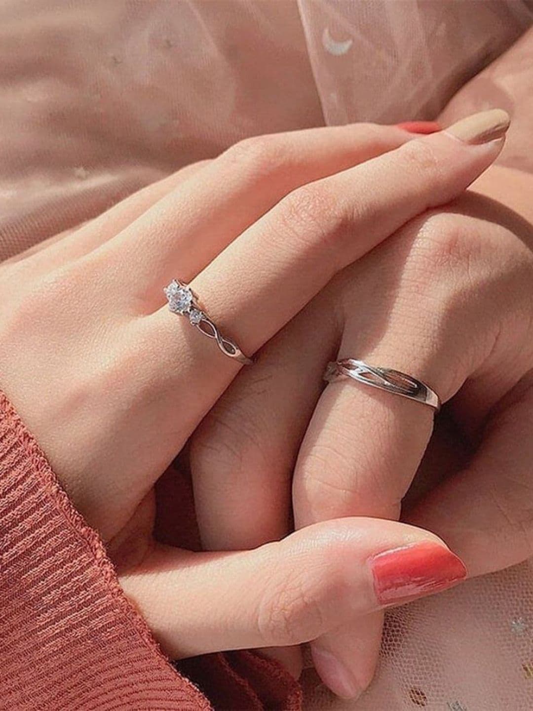 Teeragaj Silver-Plated Cubic Zirconia-Studded Adjustable Finger Ring thumbnail 2
