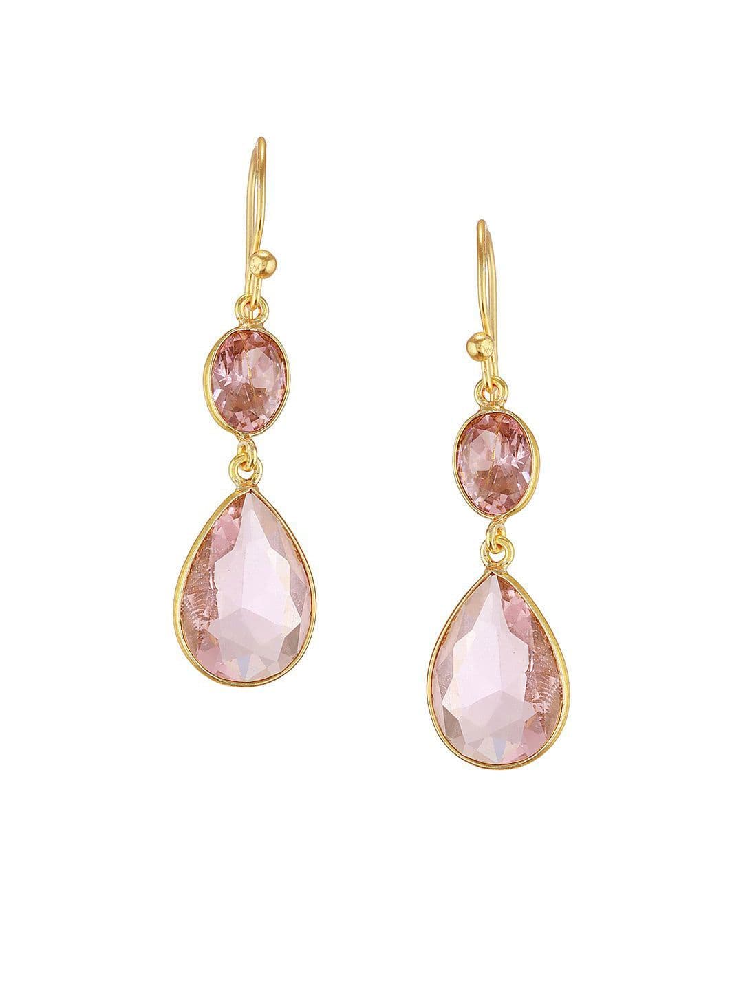 SARAF TRENDZ Gold-Plated American Diamond Studded Teardrop Shaped Drop Earrings thumbnail 4