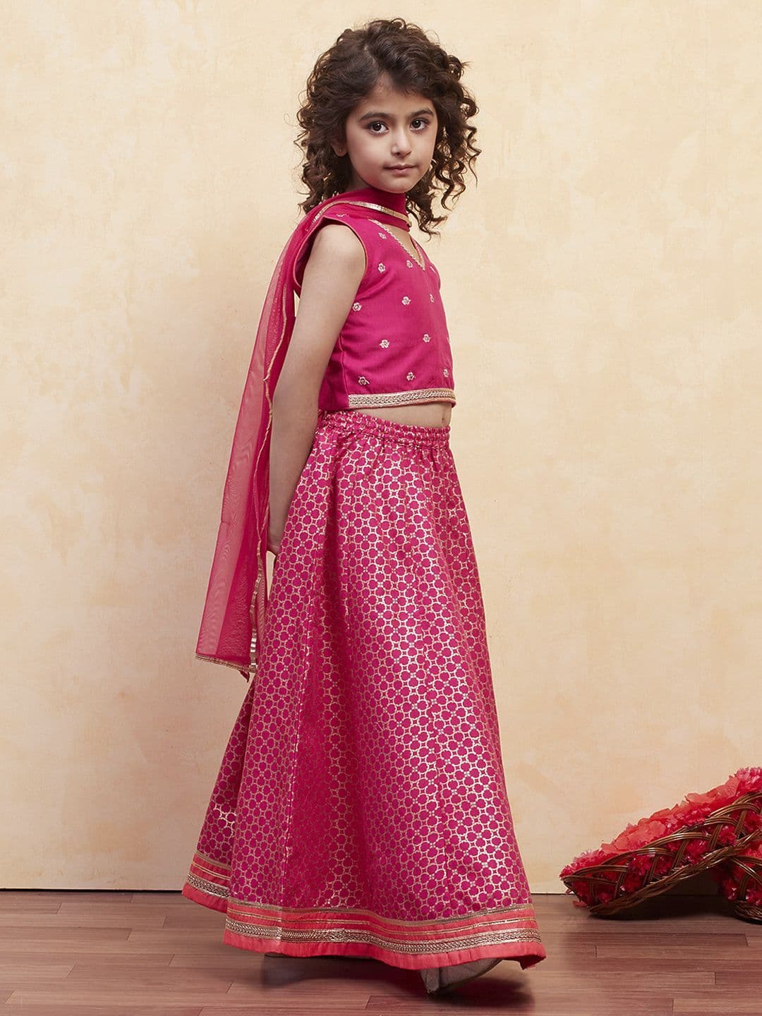 Biba Girls Embroidered Thread Work Ready to Wear Lehenga & Blouse With Dupatta thumbnail 6