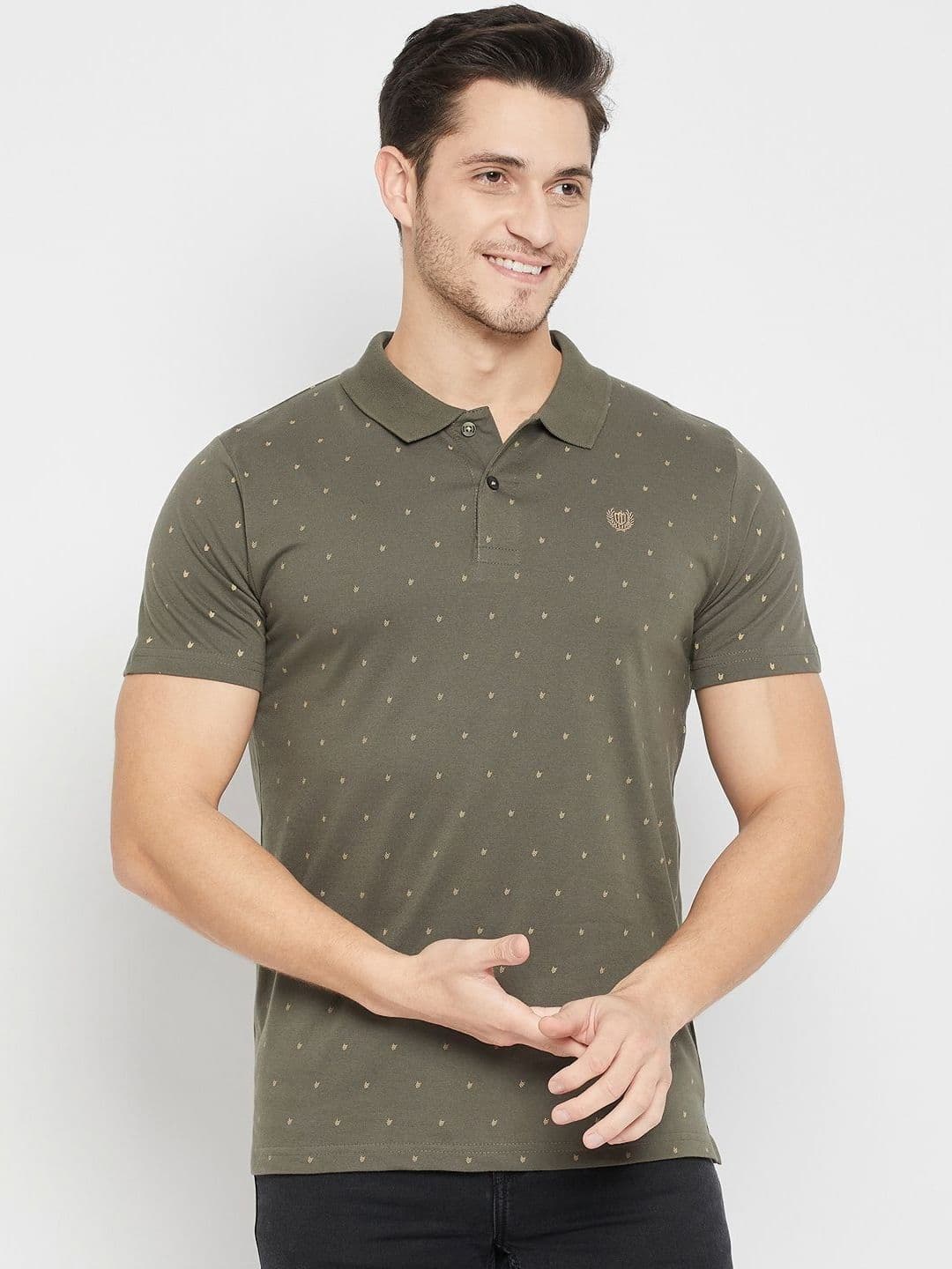 Duke Men Printed Slim Fit Cotton Polo Collar T-shirt - view 1