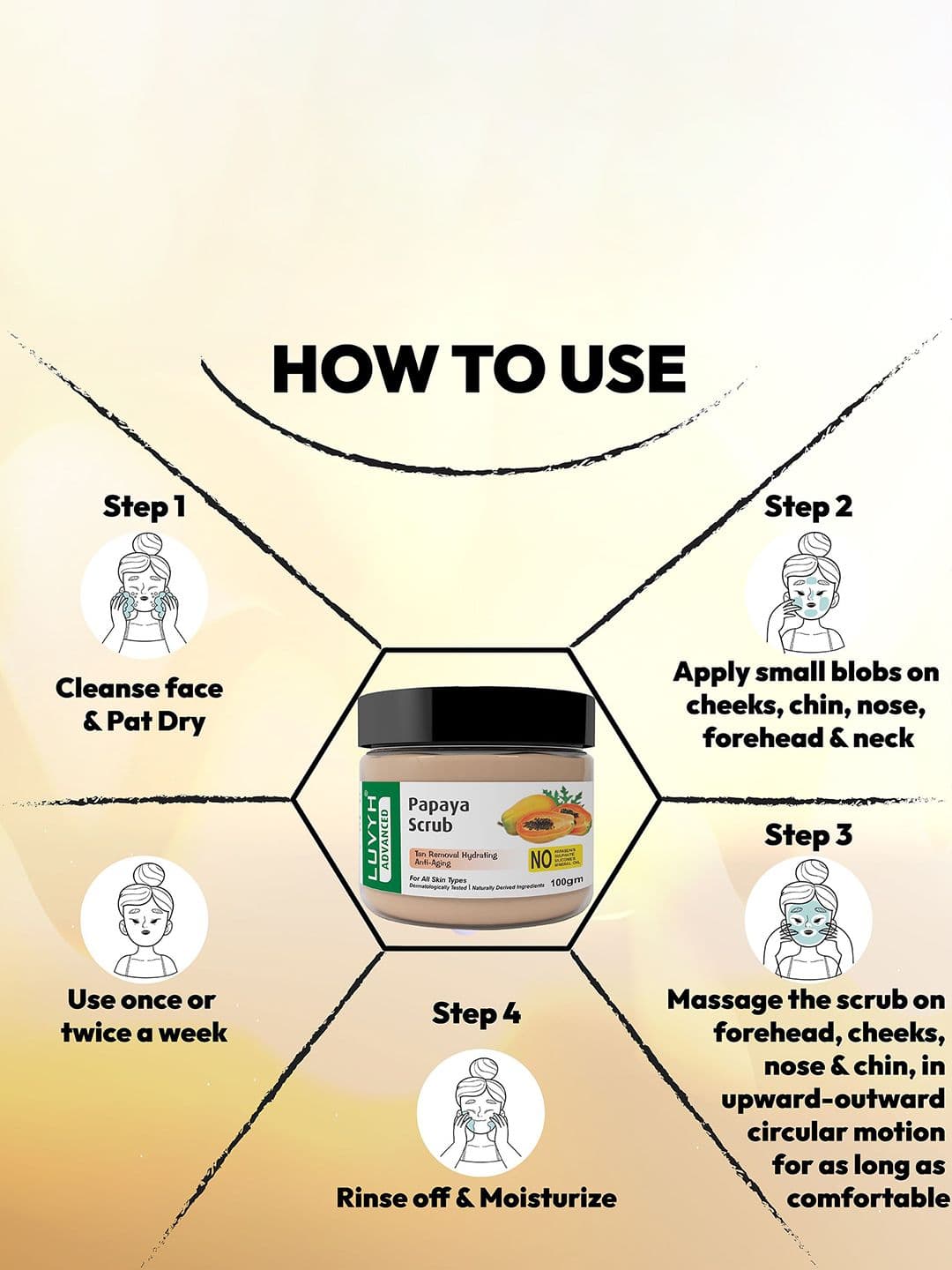 LUVYH Advanced Papaya Scrub For Tan Removal - 100 g thumbnail 4