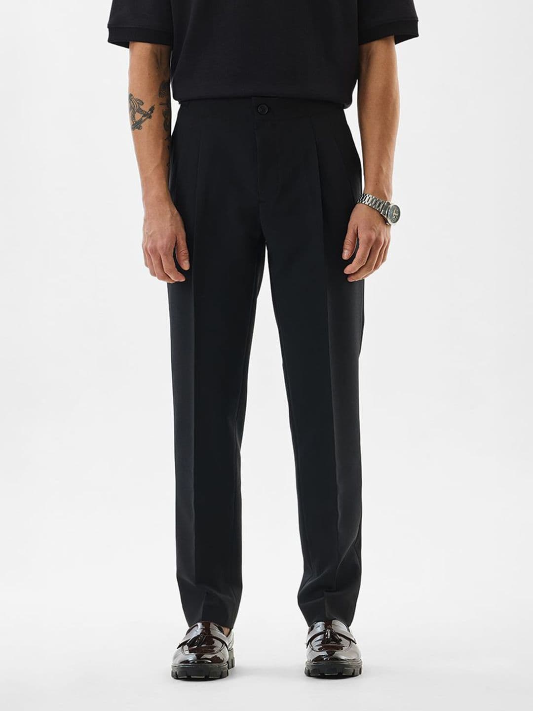 Snitch Men Black Mid-Rise Slim Fit Trouser - view 1