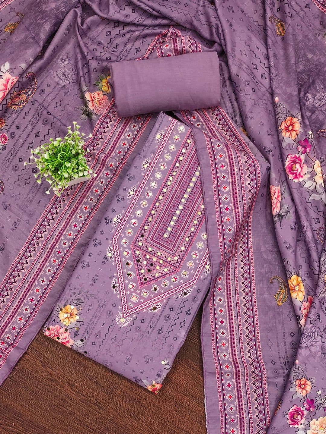 LeeliPeeri Designer Printed Unstitched Dress Material - view 1
