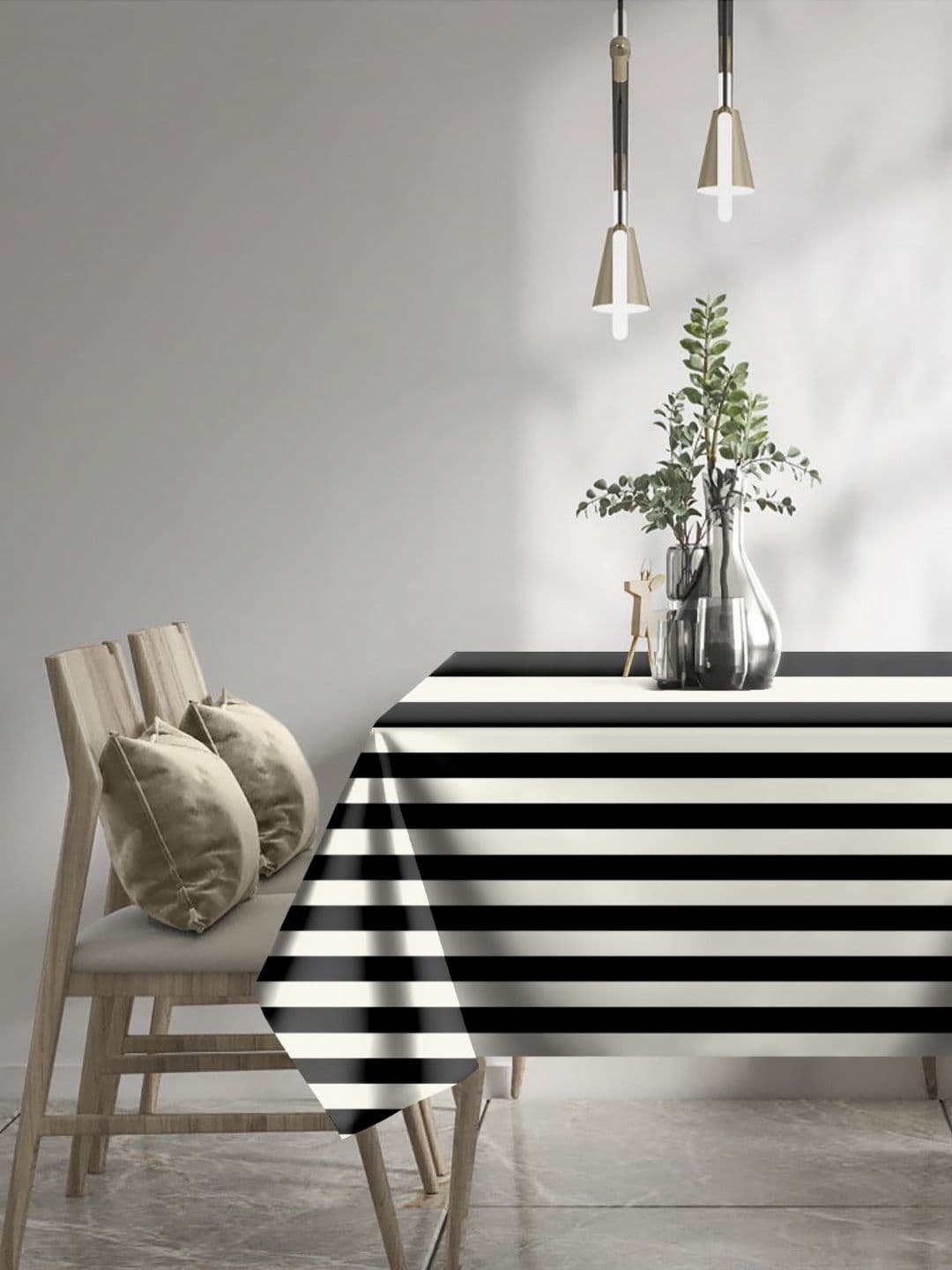 Aura Black Striped 6-Seater Table Cover - view 1