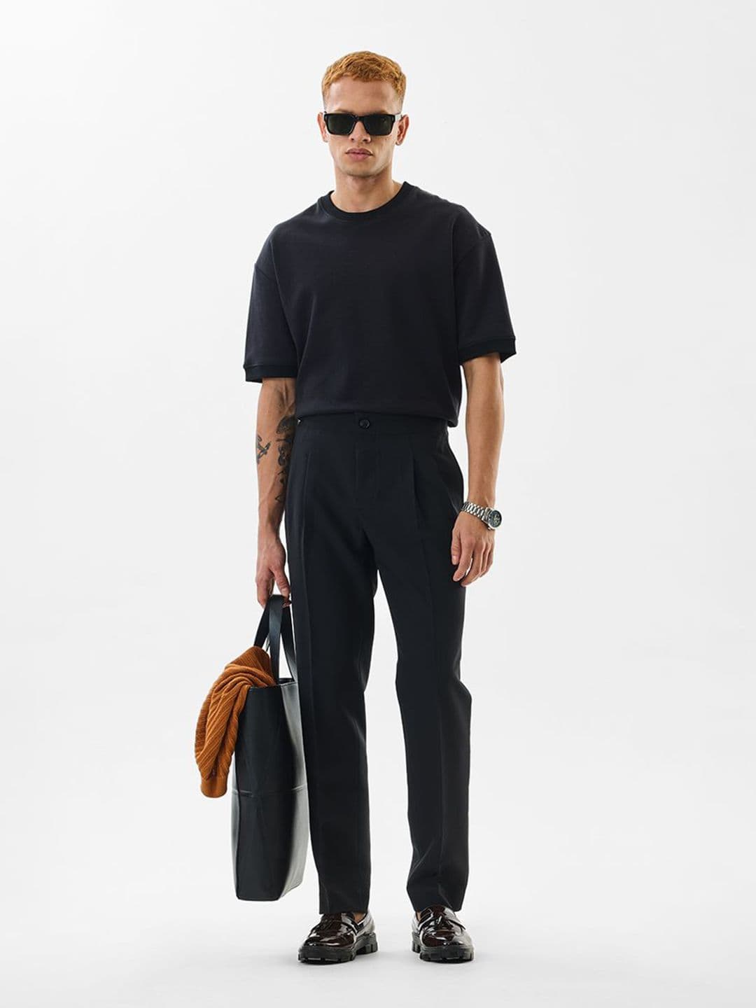 Snitch Men Black Mid-Rise Slim Fit Trouser thumbnail 7
