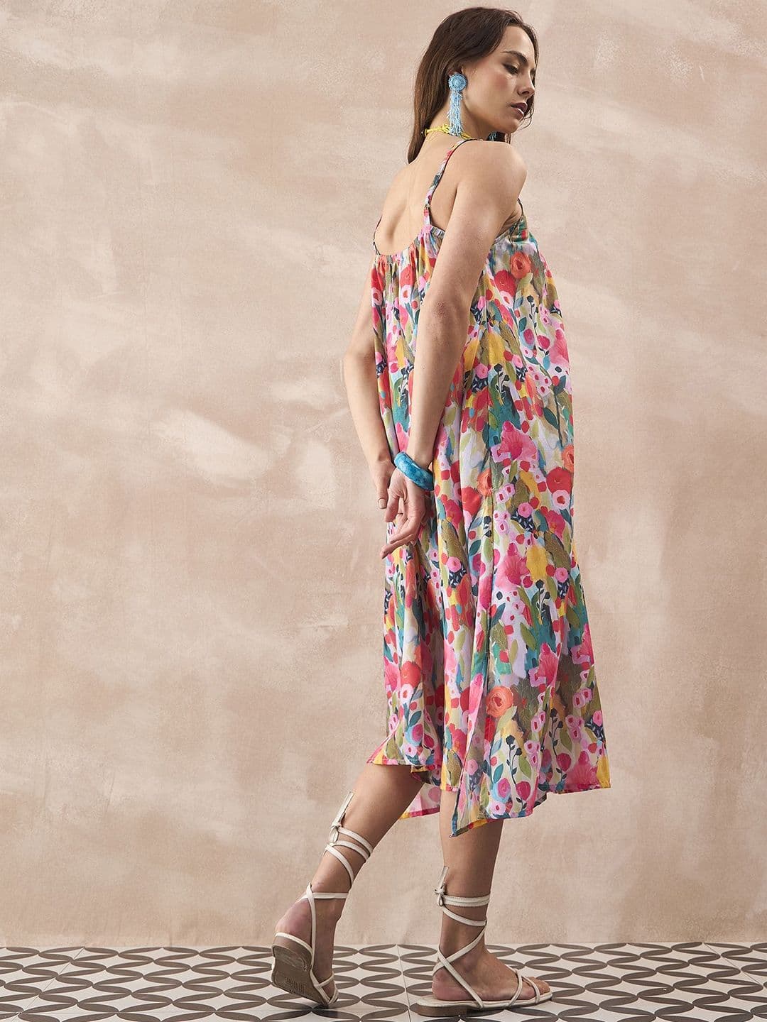 InWeave Women Floral Printed Shoulder Straps A-Line Midi Dress thumbnail 4