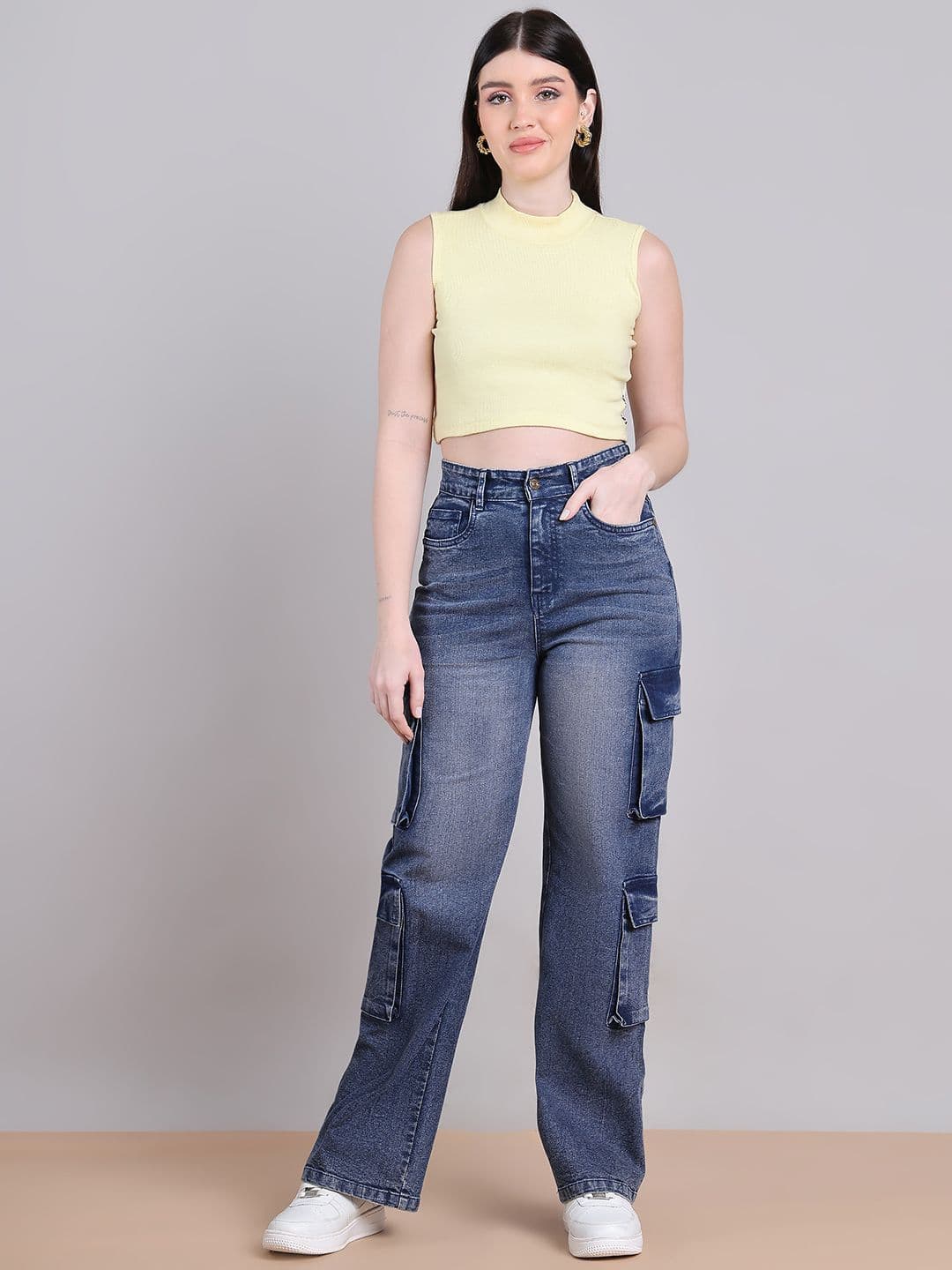 PUELLA Women Straight Fit High-Rise Clean Look Light Fade Stretchable Jeans thumbnail 7