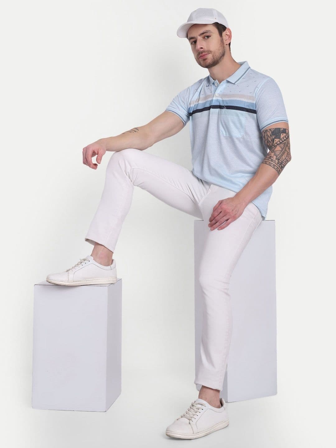 HAUTEMODA Printed Pure Cotton Polo Collar T-shirt thumbnail 6