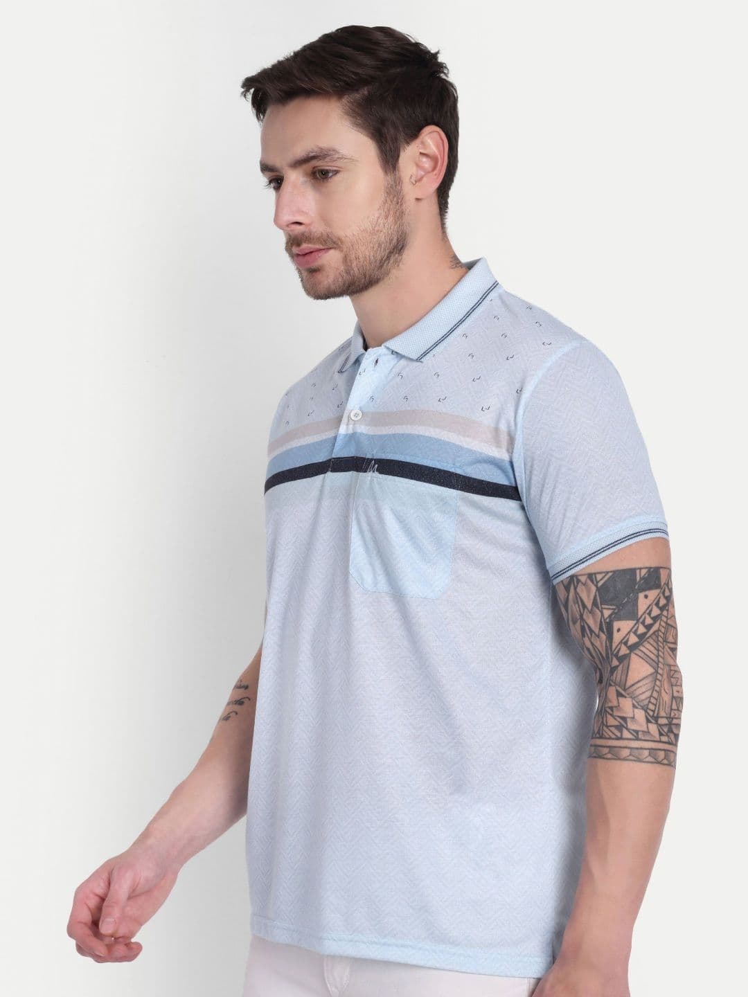 HAUTEMODA Printed Pure Cotton Polo Collar T-shirt thumbnail 2