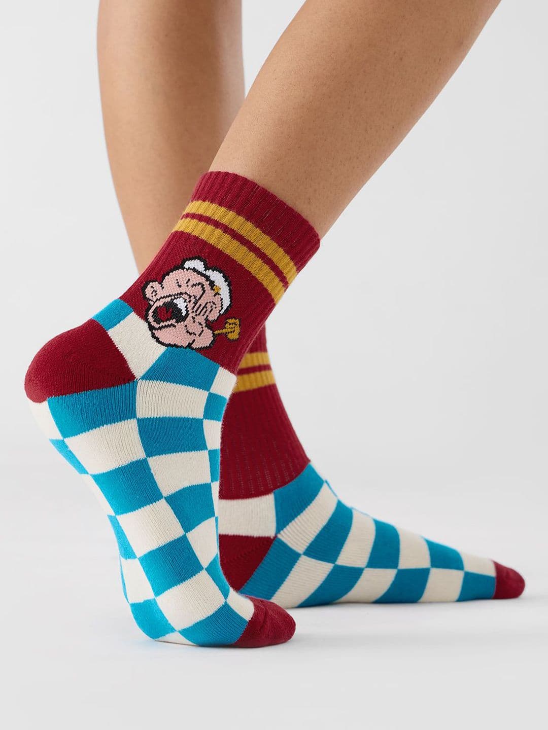 The Souled Store Unisex Popeye Checks Cotton Crew Socks thumbnail 4