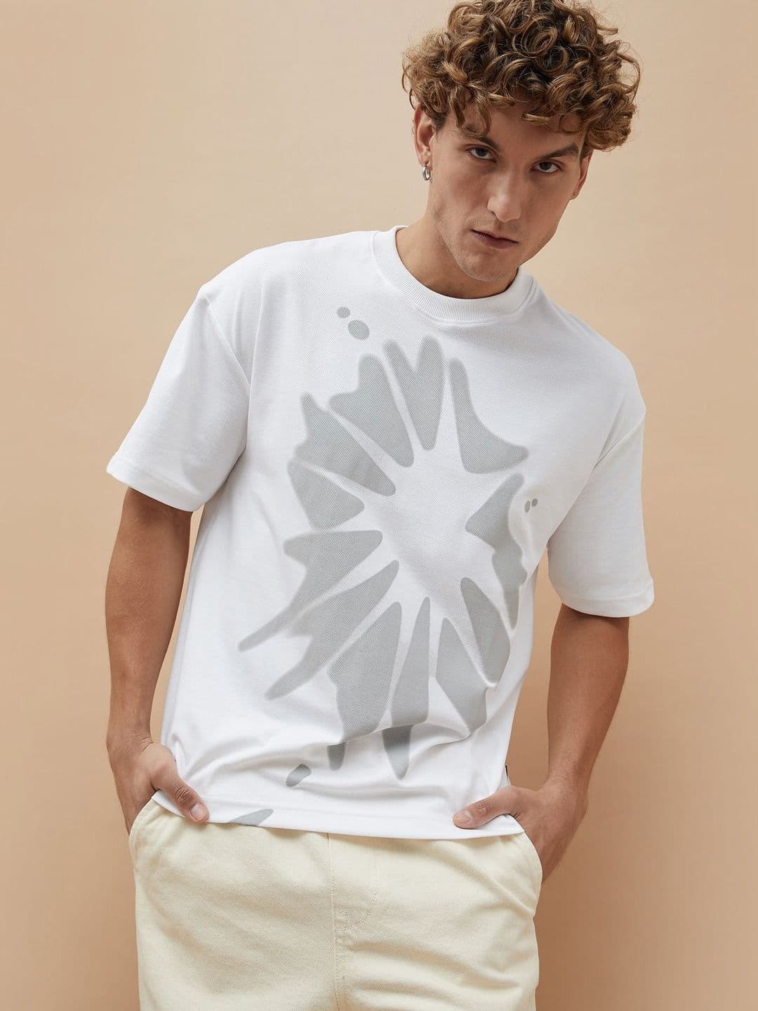 Bossini Graphic Printed Drop-Shoulder Sleeves Cotton T-shirt - view 1