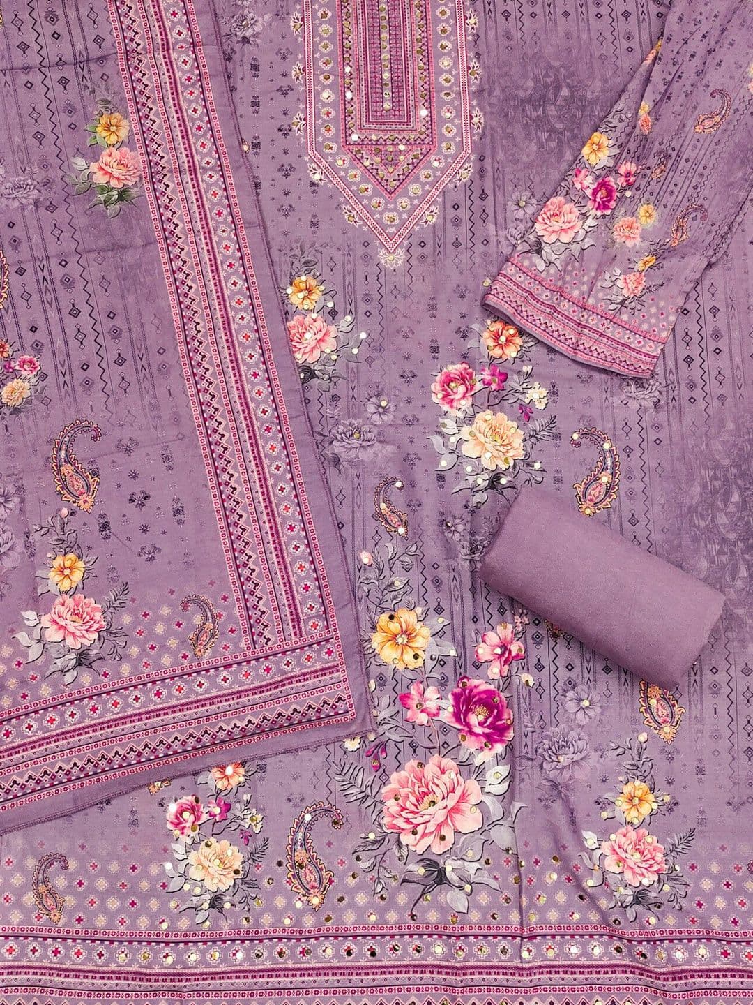 LeeliPeeri Designer Printed Unstitched Dress Material thumbnail 3