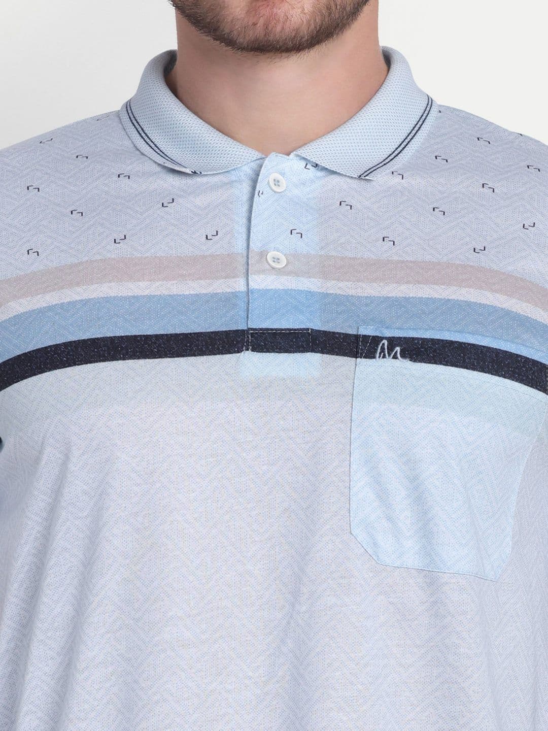 HAUTEMODA Printed Pure Cotton Polo Collar T-shirt thumbnail 3