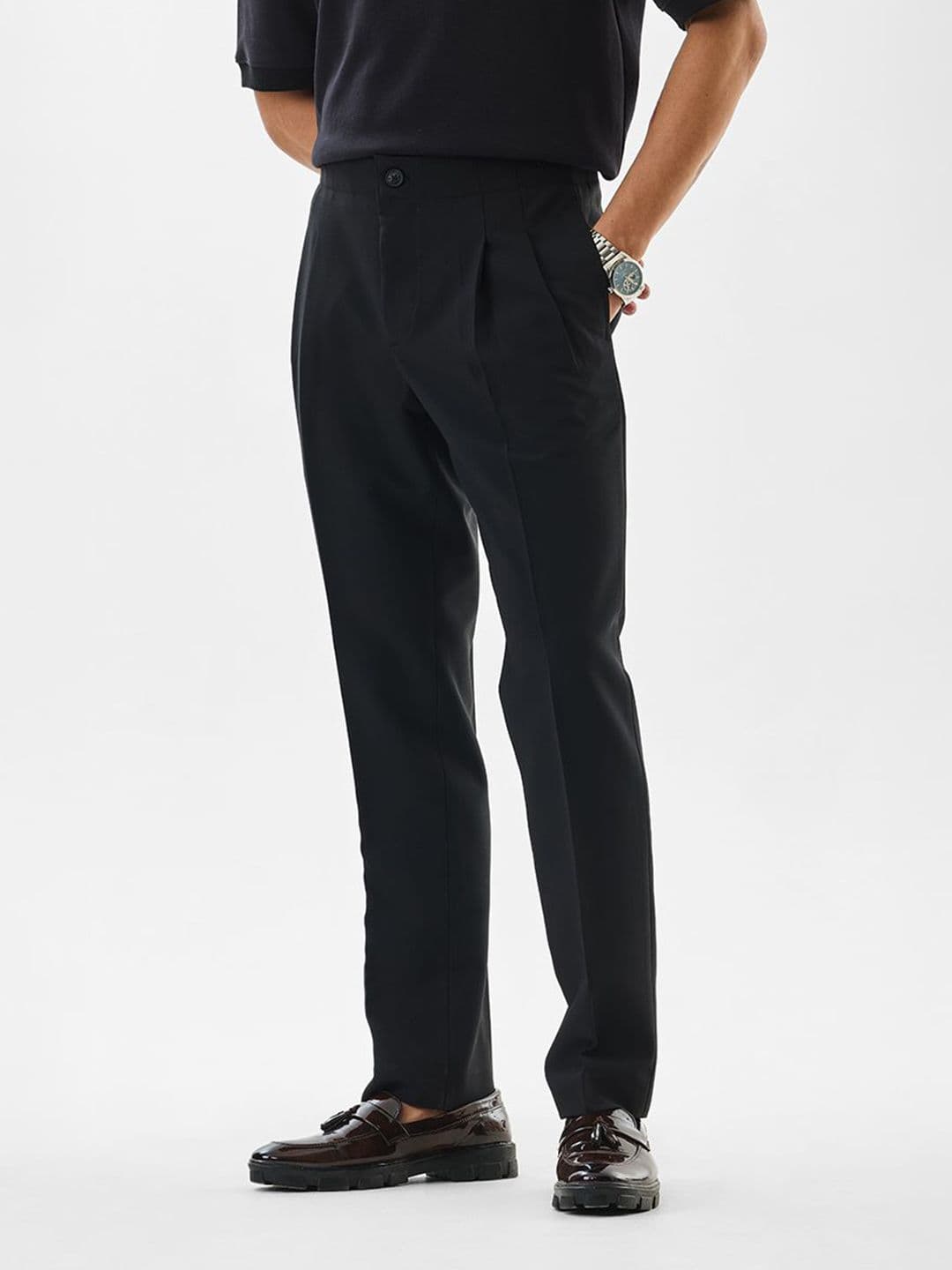 Snitch Men Black Mid-Rise Slim Fit Trouser thumbnail 5