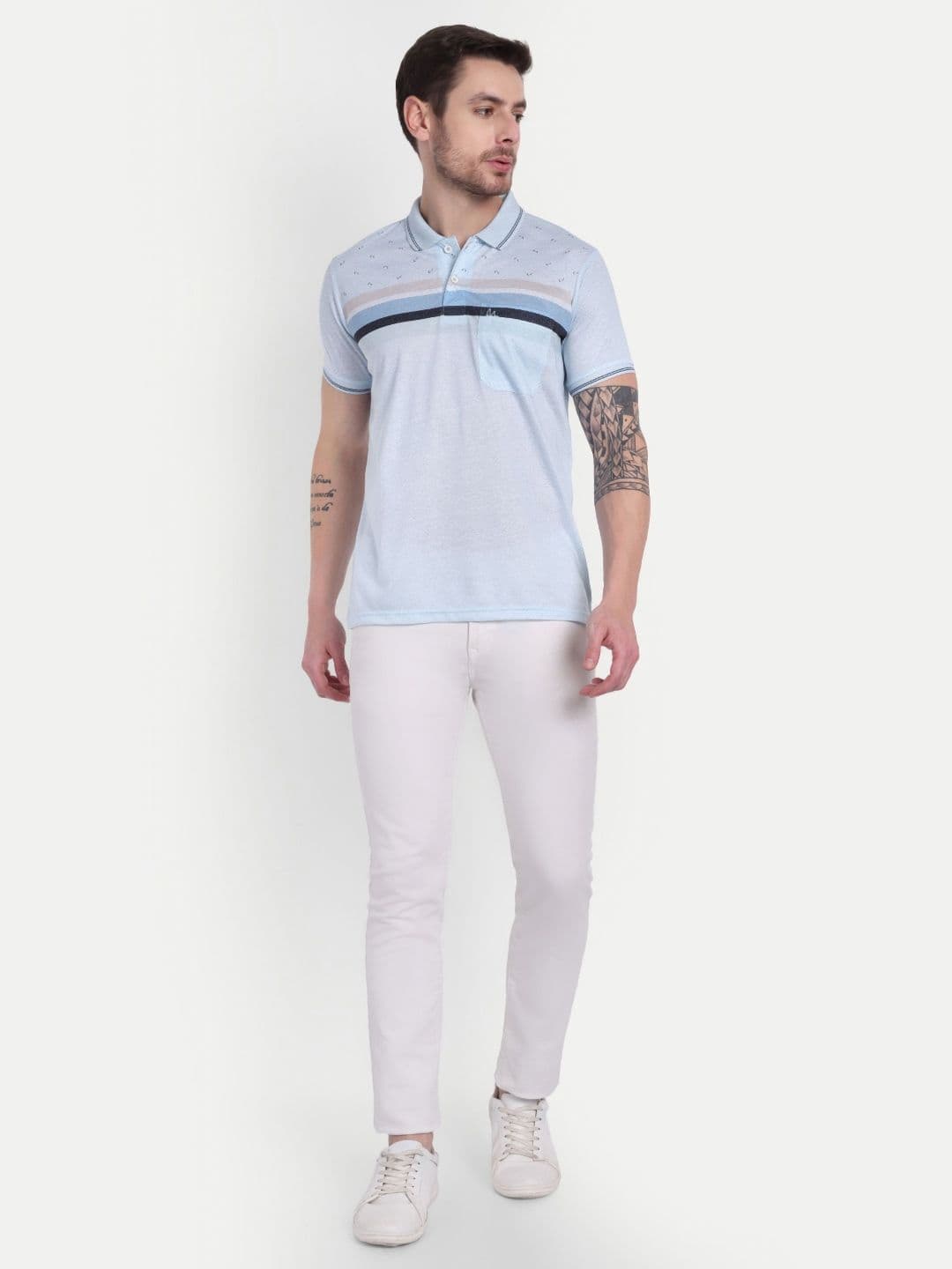 HAUTEMODA Printed Pure Cotton Polo Collar T-shirt thumbnail 5