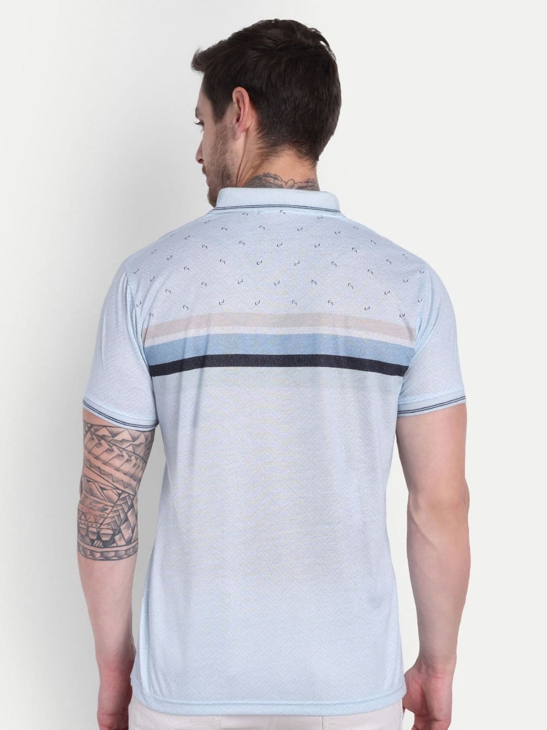 HAUTEMODA Printed Pure Cotton Polo Collar T-shirt thumbnail 4