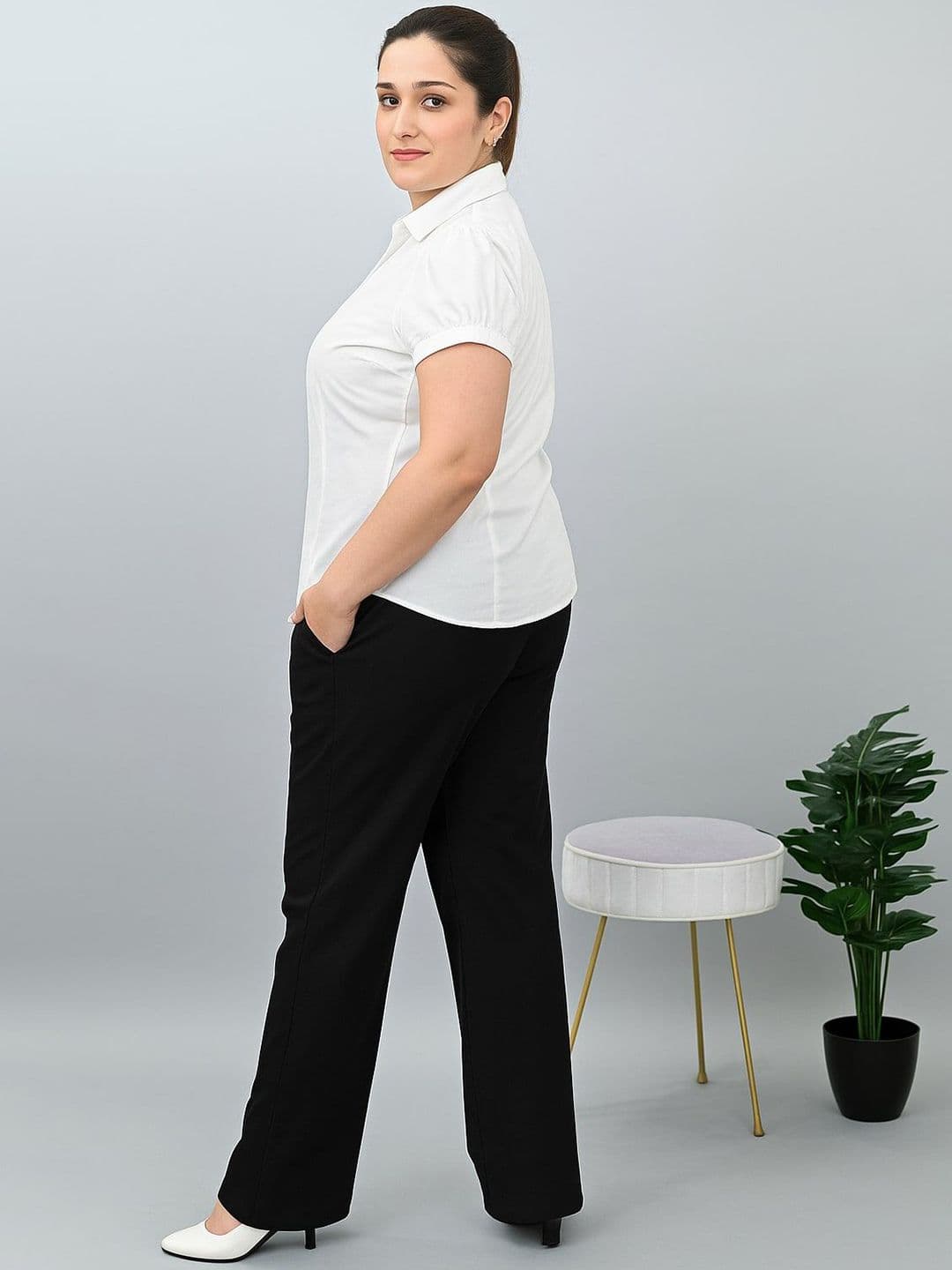 ADAAISTIC Women Relaxed Fit Plus Size Formal Trousers thumbnail 2