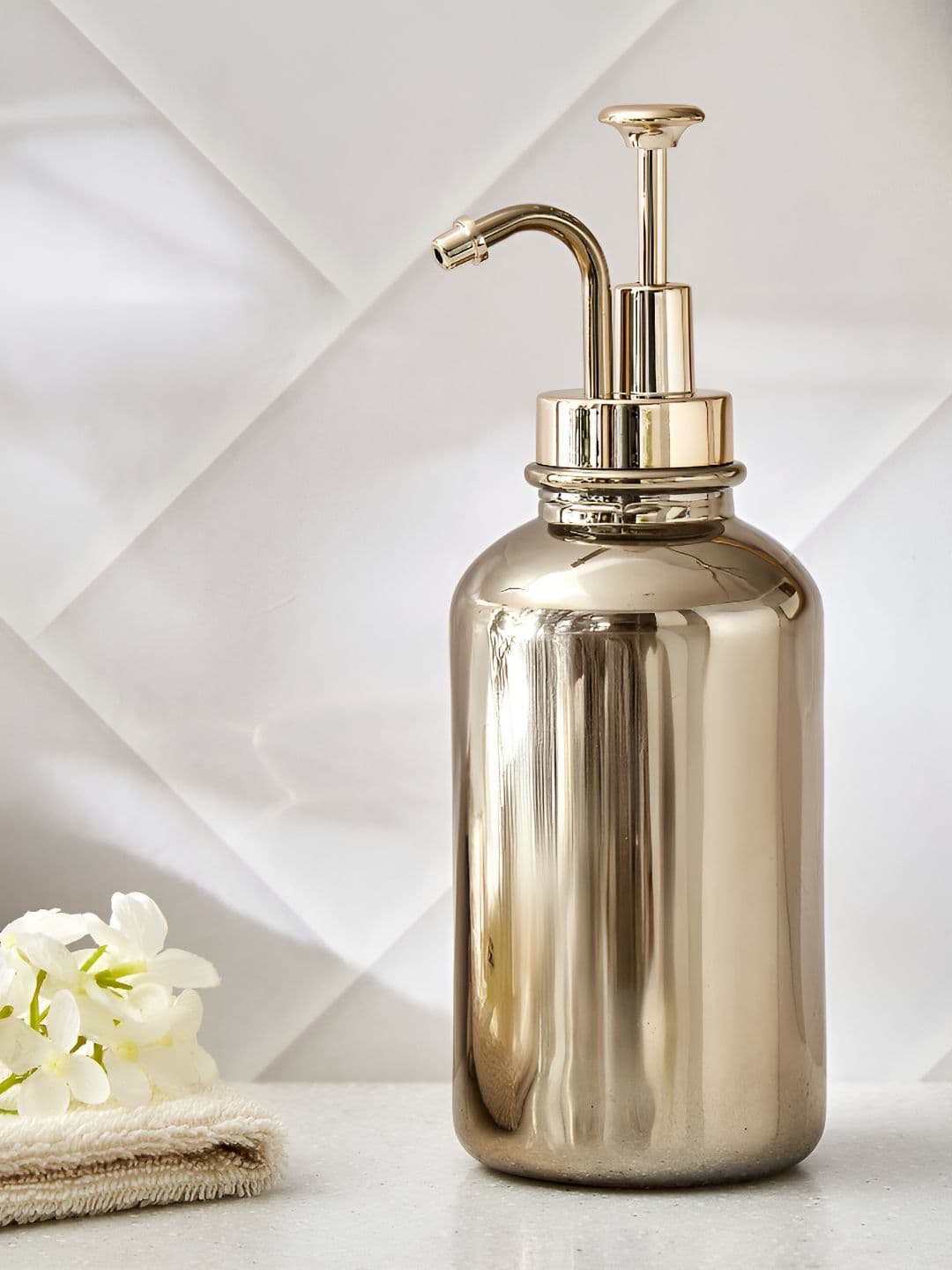 Home Centre Gold-Toned Solid Metal Soap Dispenser - view 1