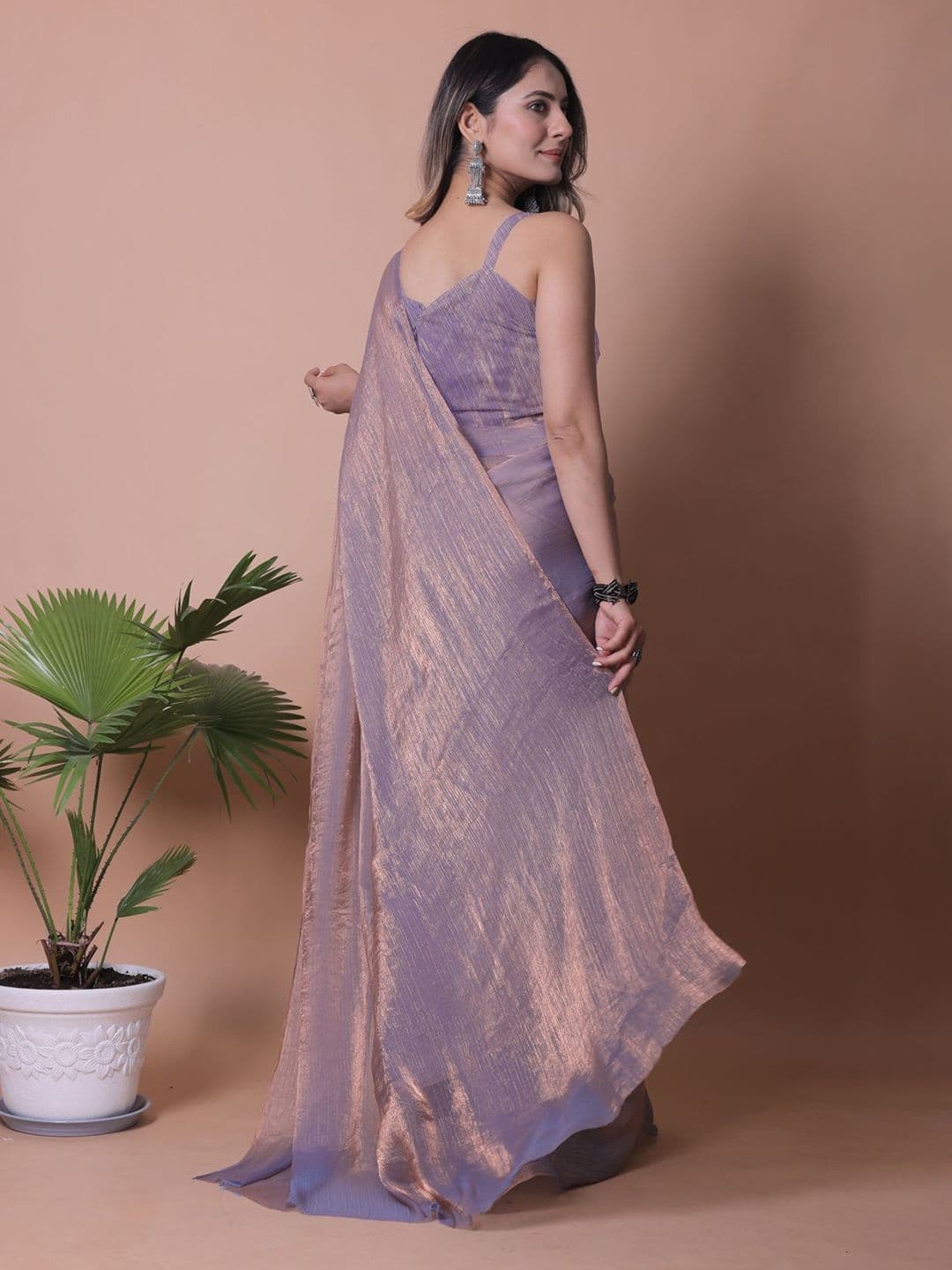 Anneca Women Solid Pure Chiffon Saree thumbnail 2