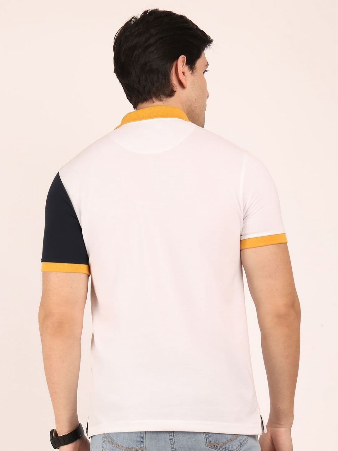BUNCH OF BAD Colourblocked Polo Collar Cotton T-shirt thumbnail 2