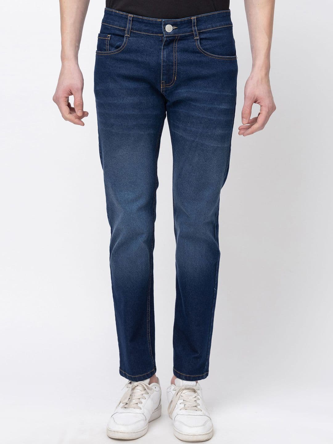 7OUNCE Men Slim Fit Mid-Rise Light Fade Stretchable Cotton Jeans - view 1