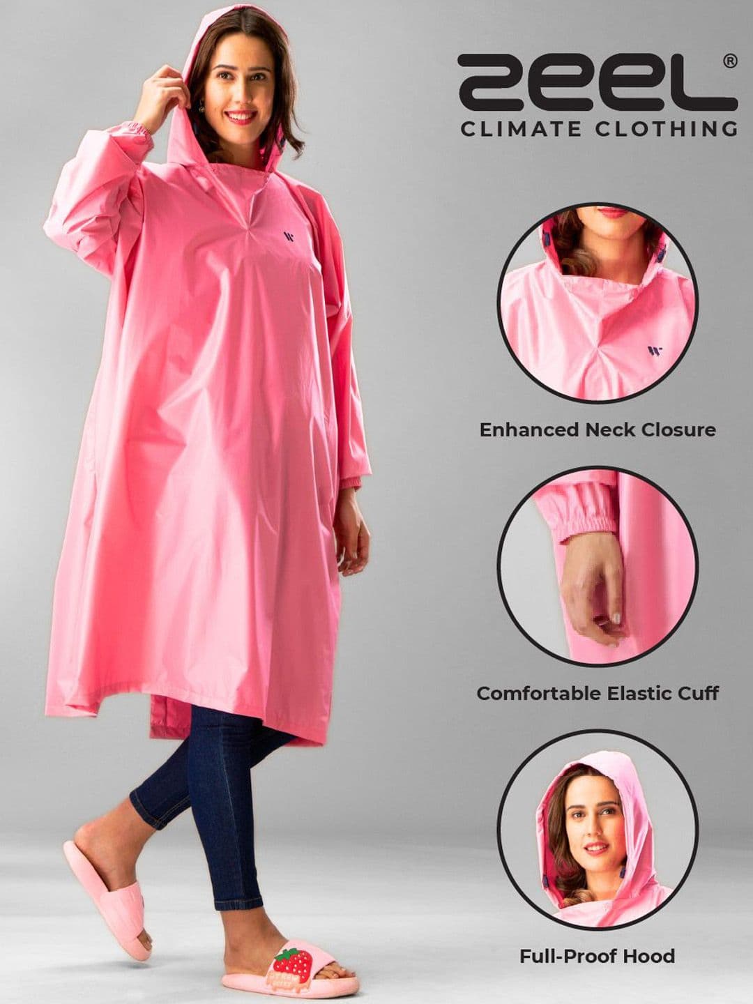 Zeel Self-Packable Waterproof Rain Poncho Jacket thumbnail 2