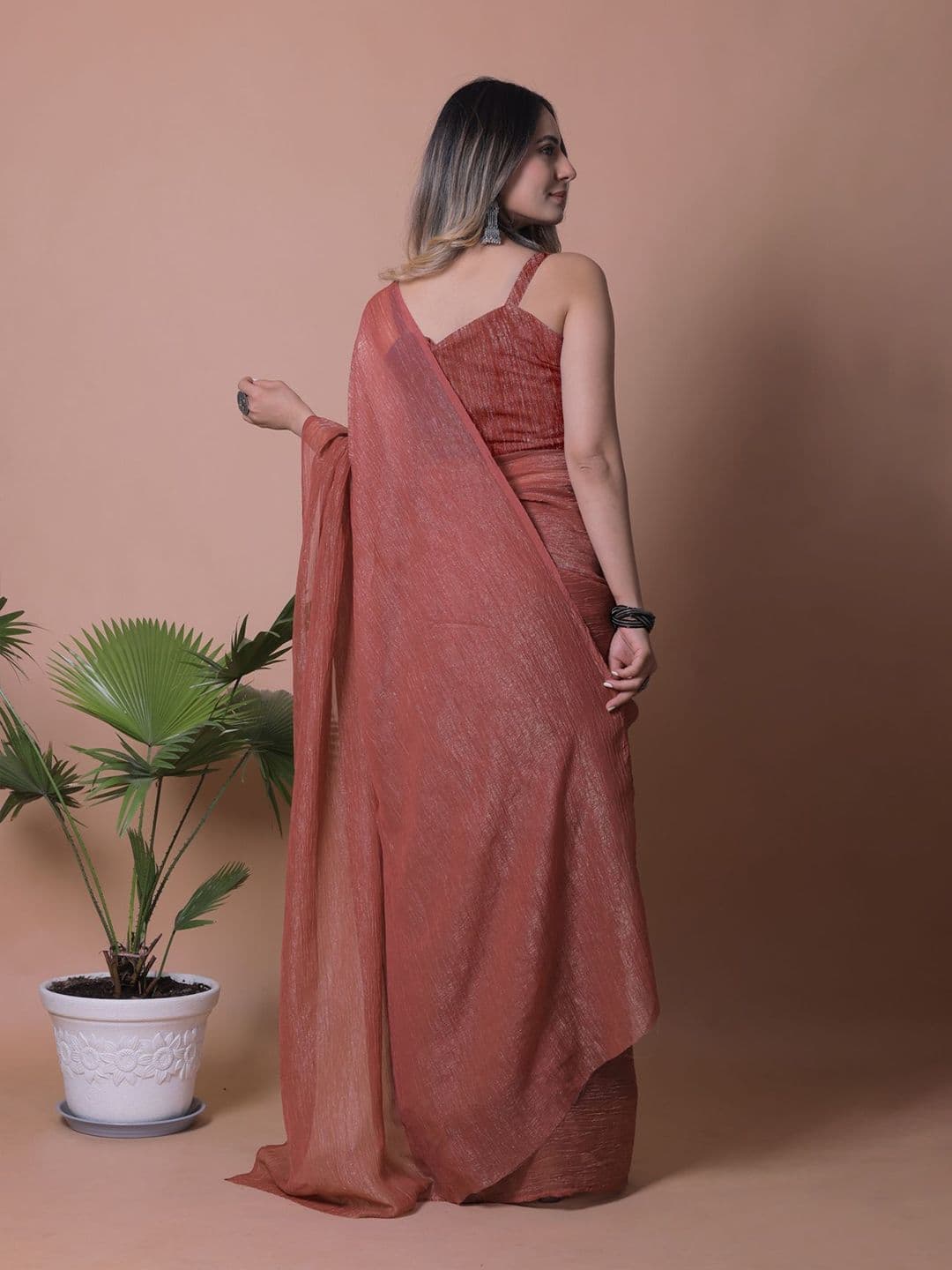Anneca Shimmer Crunchy Tissue Party wear Saree thumbnail 5