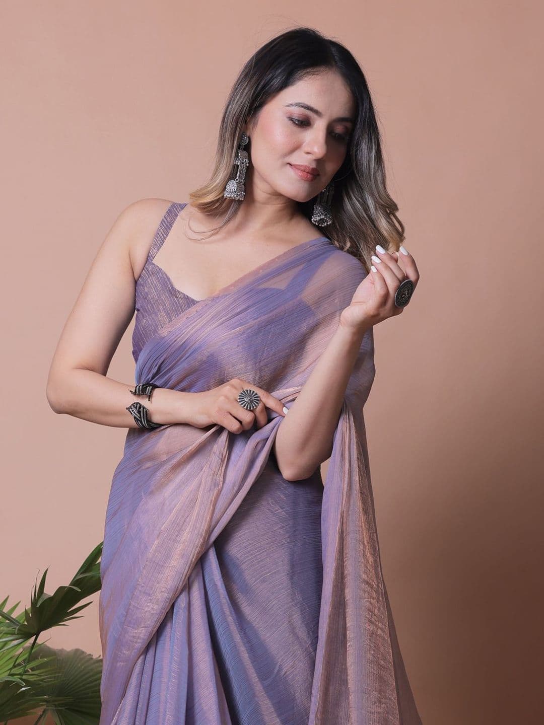 Anneca Women Solid Pure Chiffon Saree thumbnail 6
