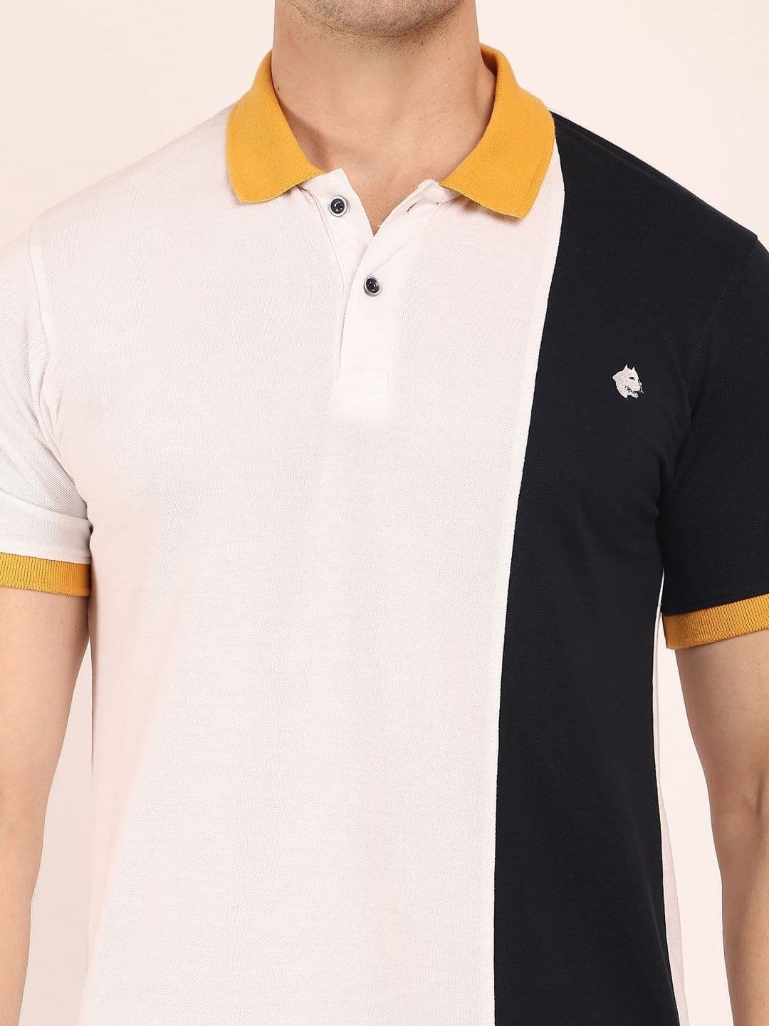 BUNCH OF BAD Colourblocked Polo Collar Cotton T-shirt thumbnail 5