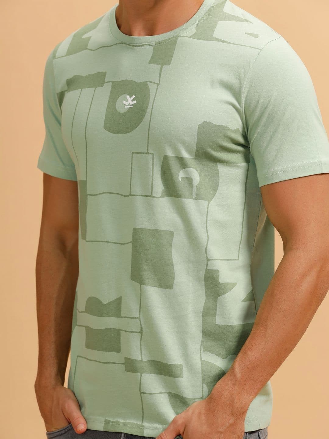 WROGN Abstract Printed Round Neck Cotton Oversized T-shirt thumbnail 2