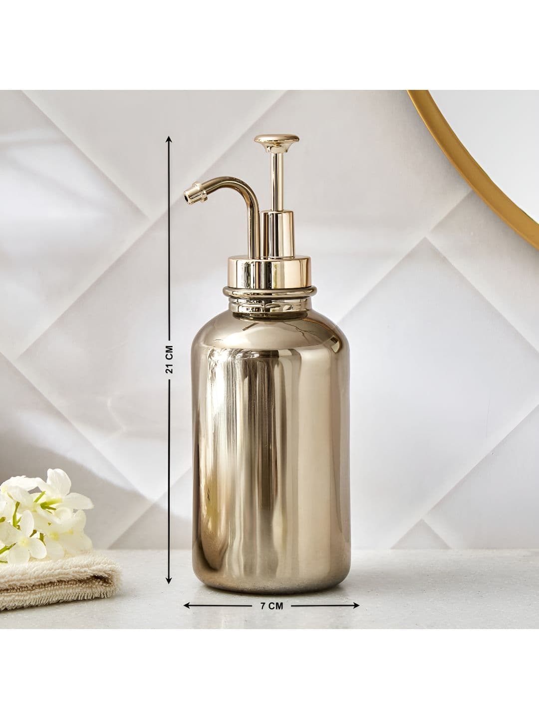 Home Centre Gold-Toned Solid Metal Soap Dispenser thumbnail 4
