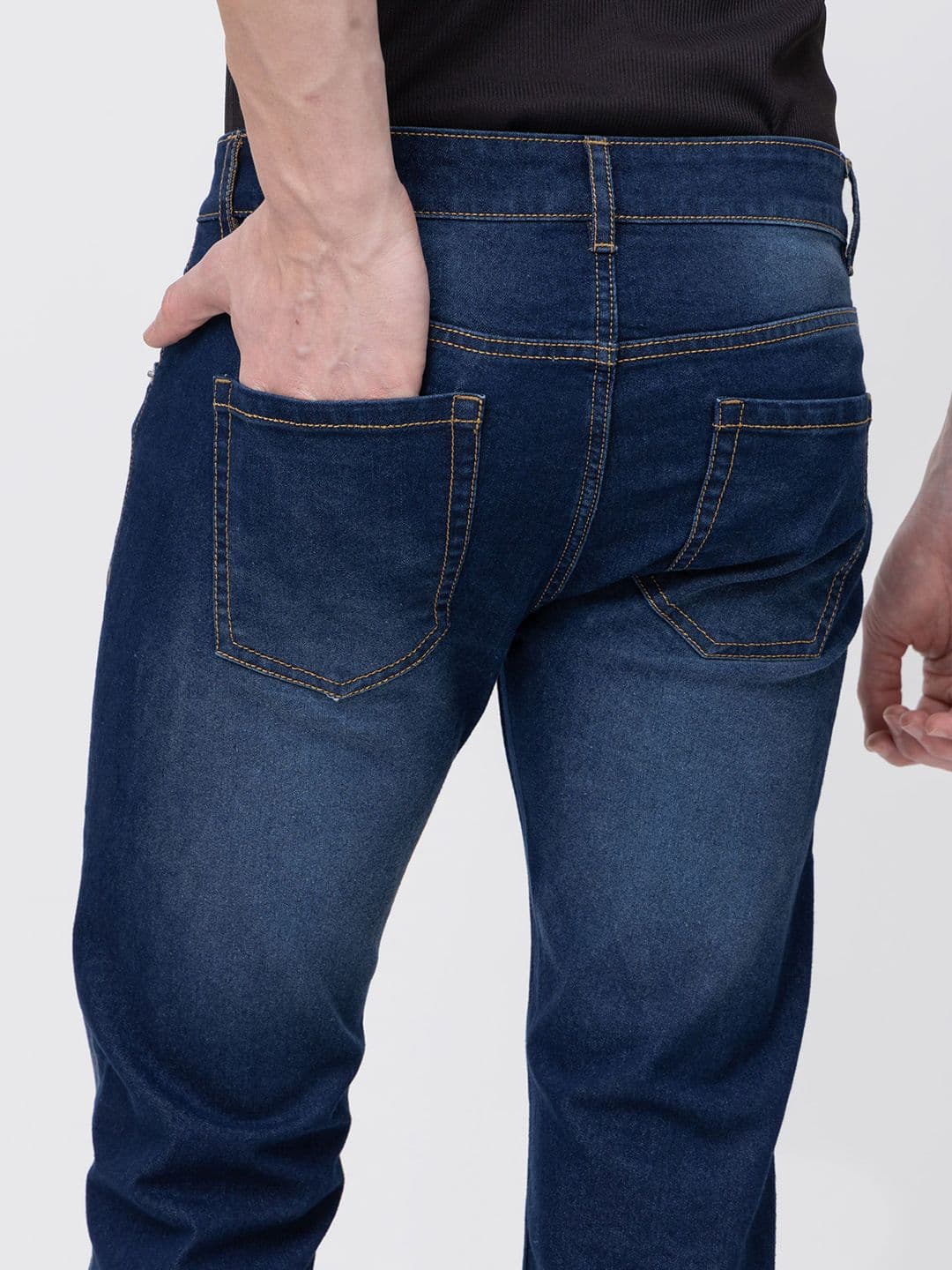 7OUNCE Men Slim Fit Mid-Rise Light Fade Stretchable Cotton Jeans thumbnail 5