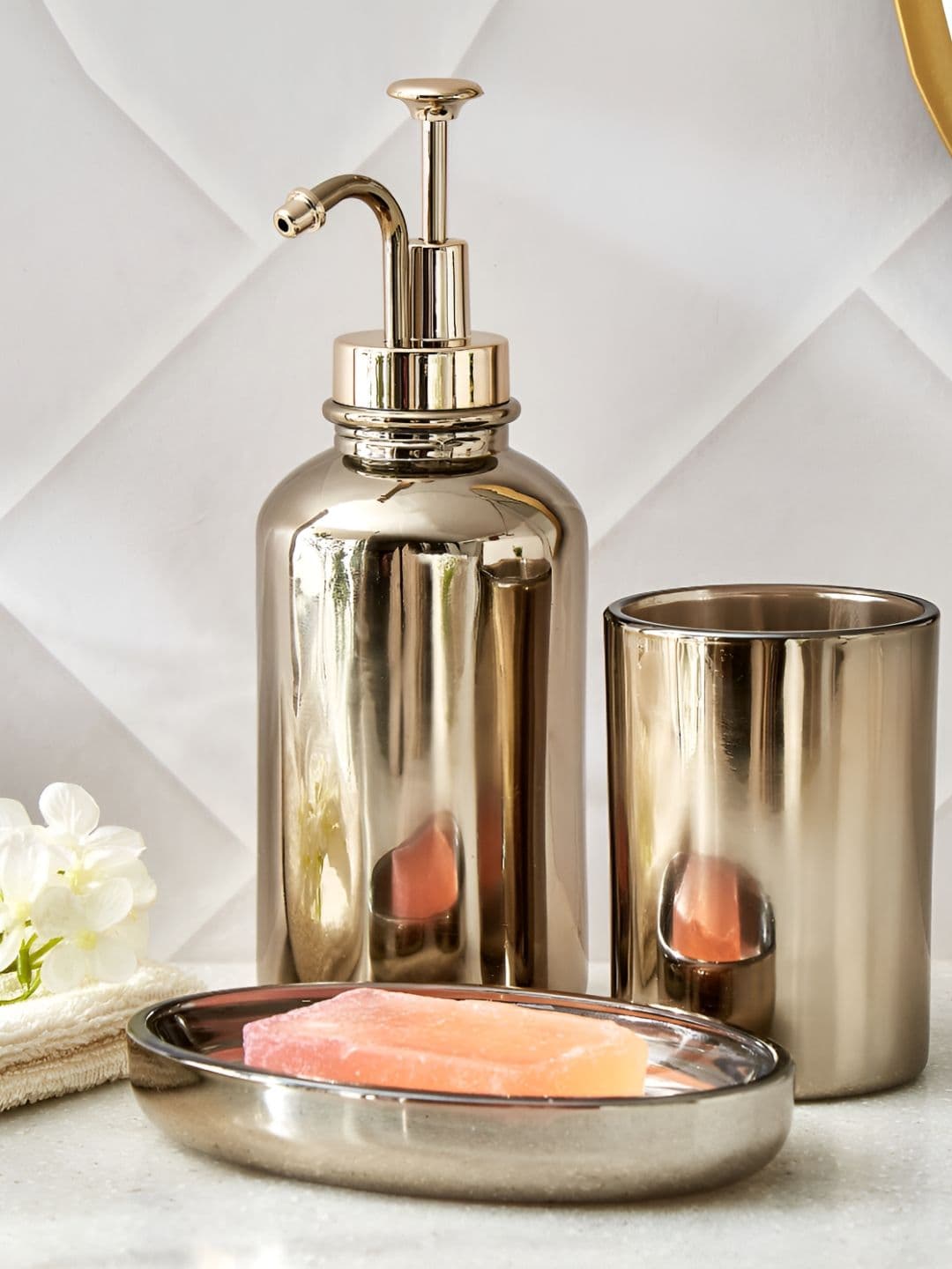 Home Centre Gold-Toned Solid Metal Soap Dispenser thumbnail 5