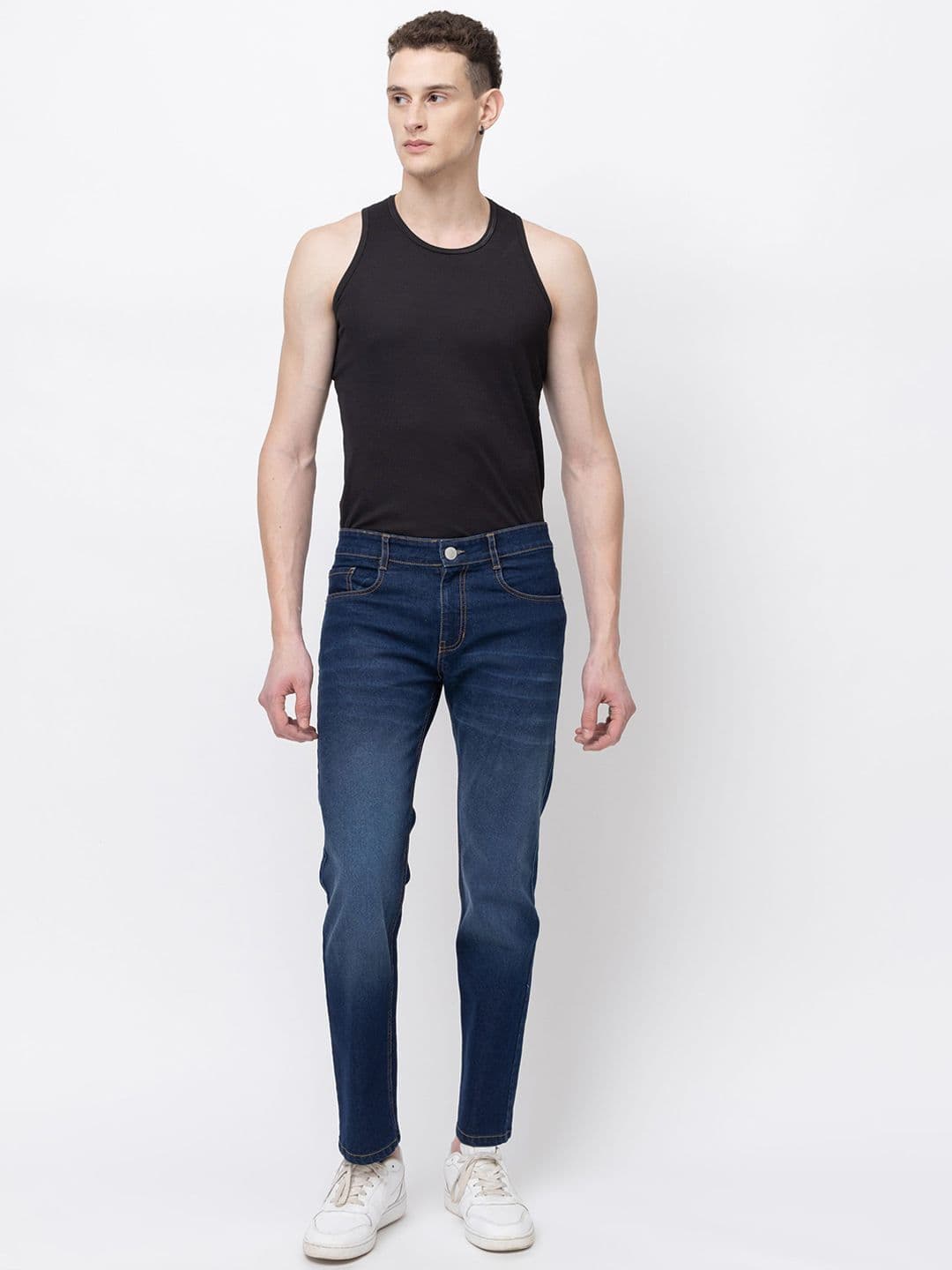 7OUNCE Men Slim Fit Mid-Rise Light Fade Stretchable Cotton Jeans thumbnail 4