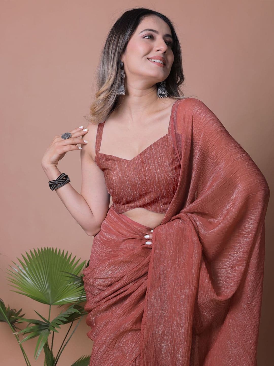 Anneca Shimmer Crunchy Tissue Party wear Saree thumbnail 3