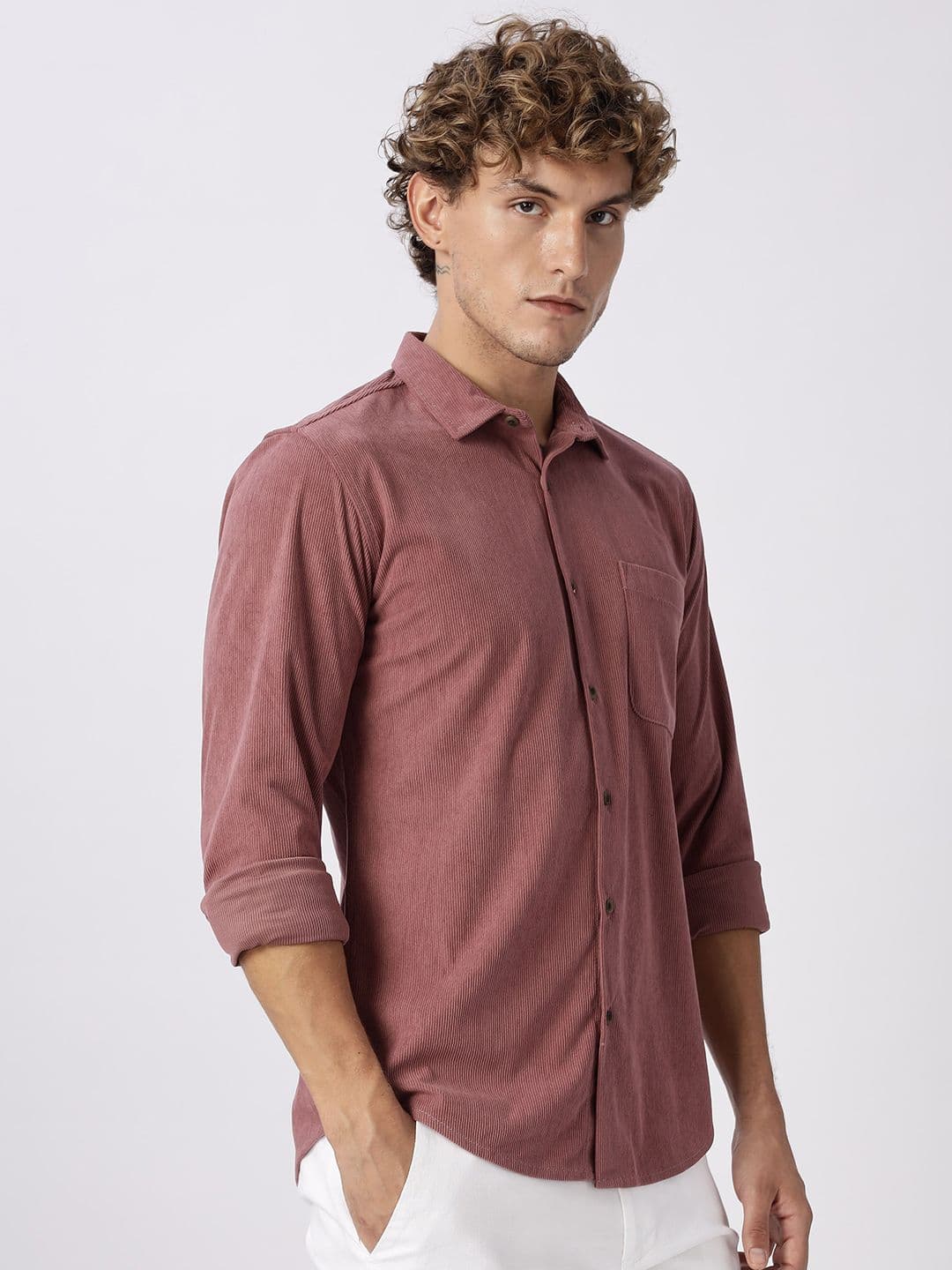 HERE&NOW Slim Fit Vertical Striped Corduroy Casual Shirt thumbnail 5