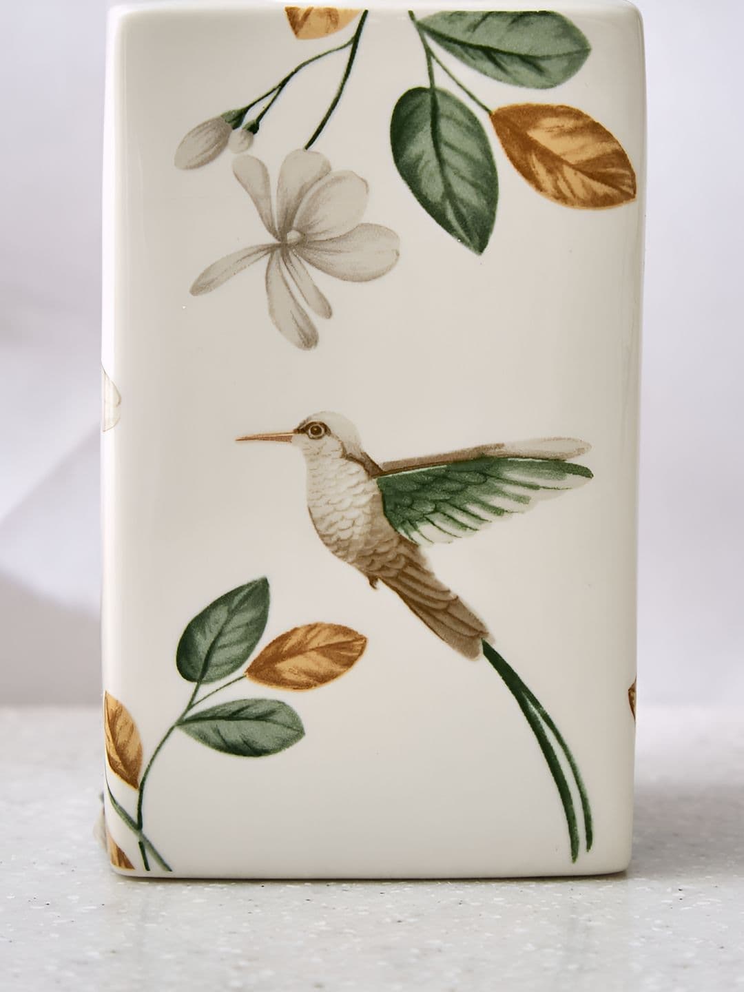 Home Centre White & Green Floral Ceramic Soap Dispenser thumbnail 7