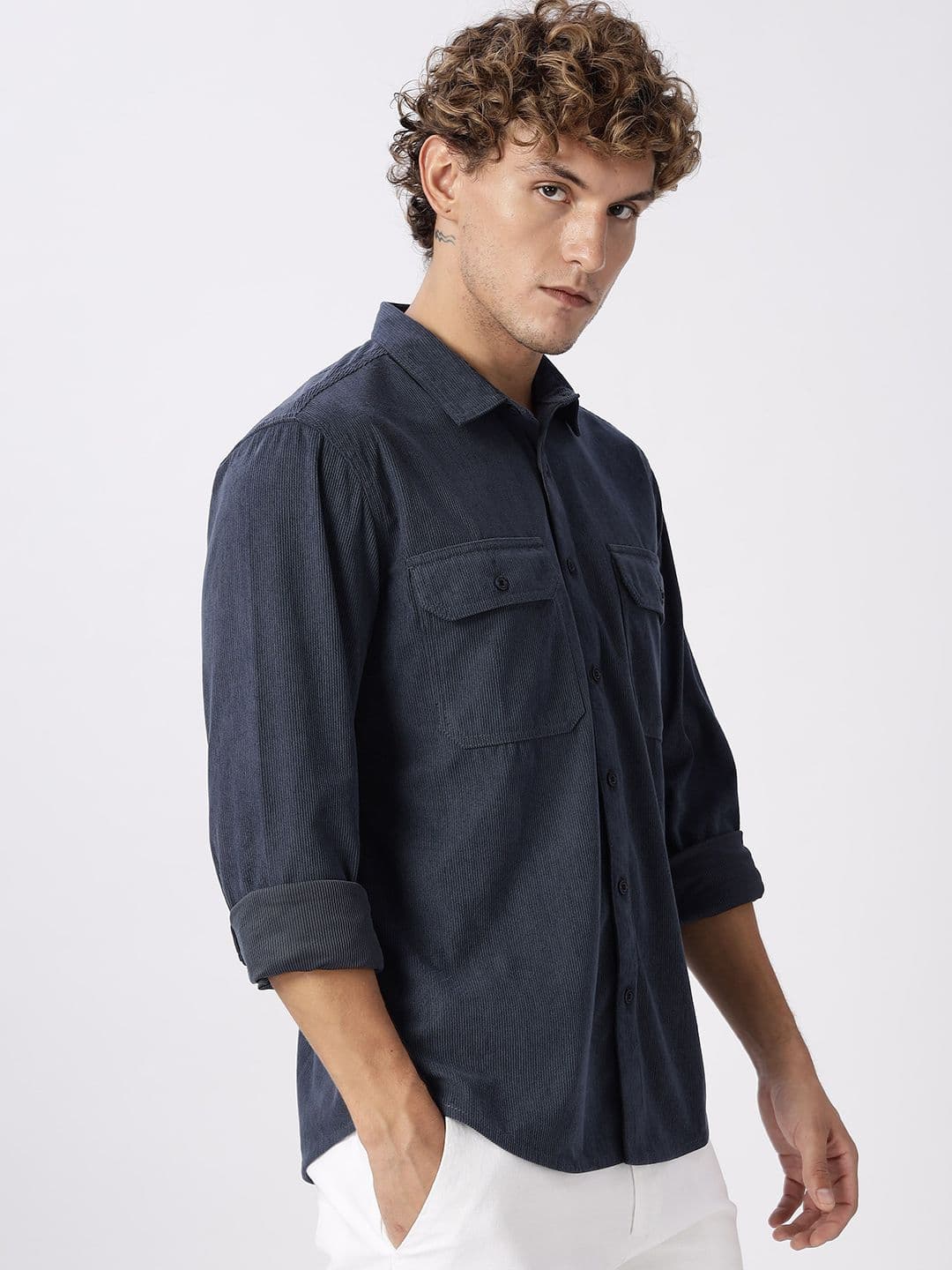 HERE&NOW Regular Fit Vertical Striped Corduroy Opaque Casual Shirt thumbnail 6