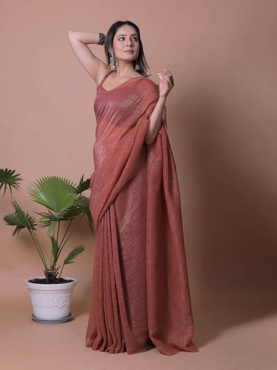 Anneca Shimmer Crunchy Tissue Party wear Saree thumbnail 2