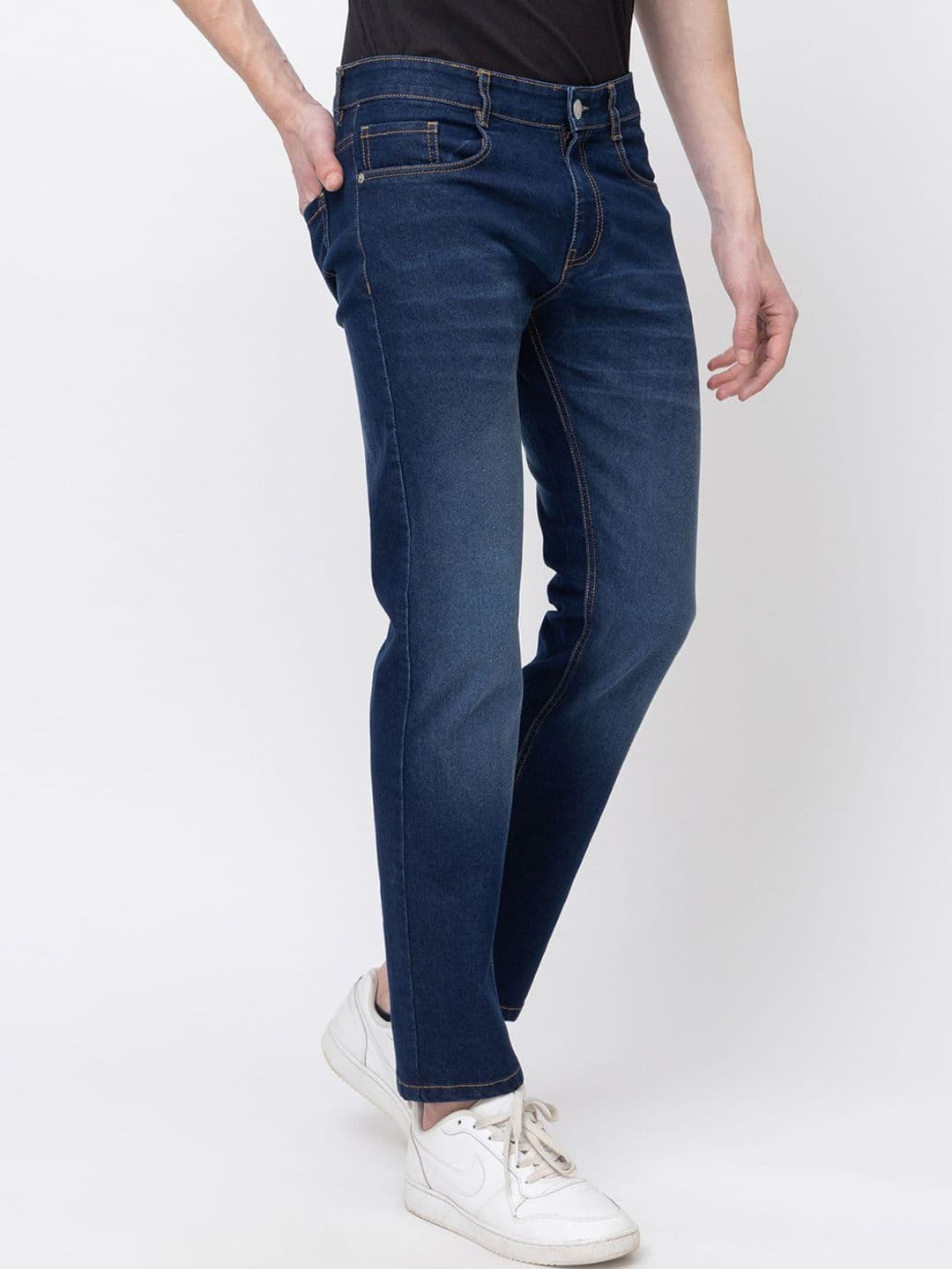 7OUNCE Men Slim Fit Mid-Rise Light Fade Stretchable Cotton Jeans thumbnail 2