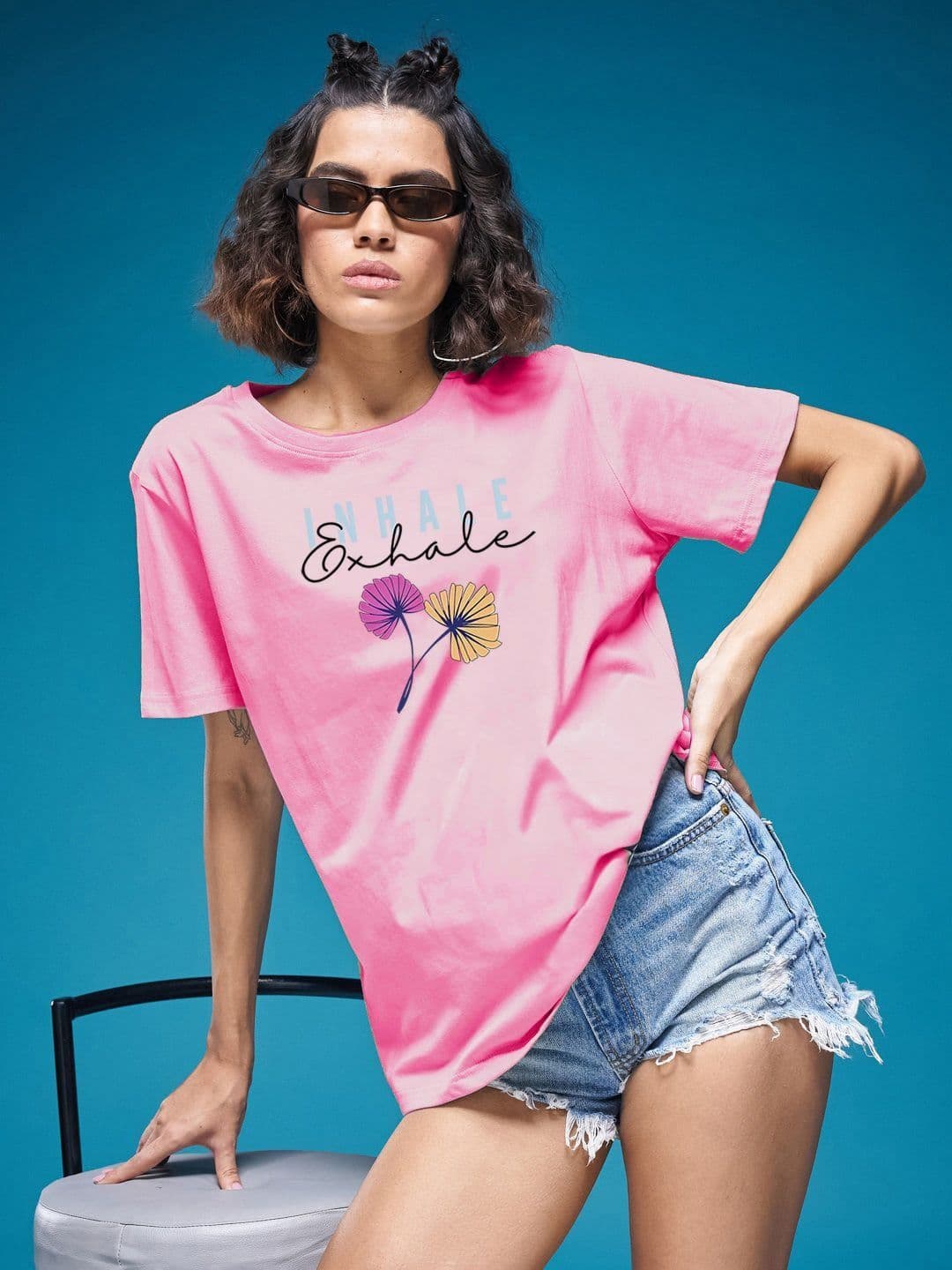 SMARTEES Women Printed Drop-Shoulder Cotton T-shirt thumbnail 2