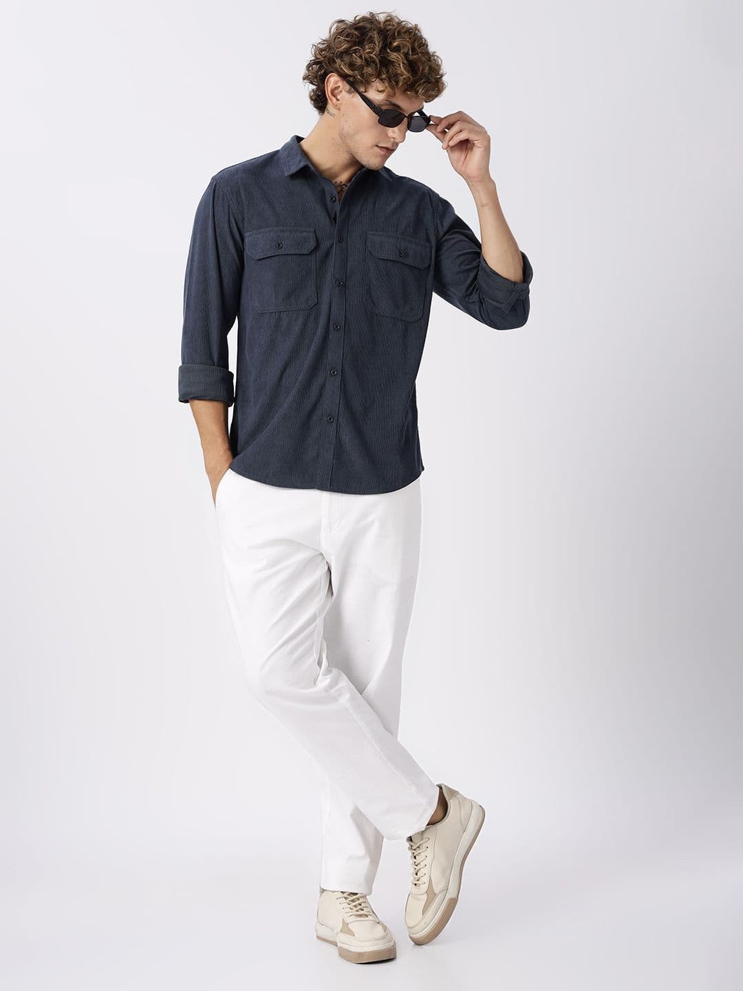 HERE&NOW Regular Fit Vertical Striped Corduroy Opaque Casual Shirt thumbnail 3
