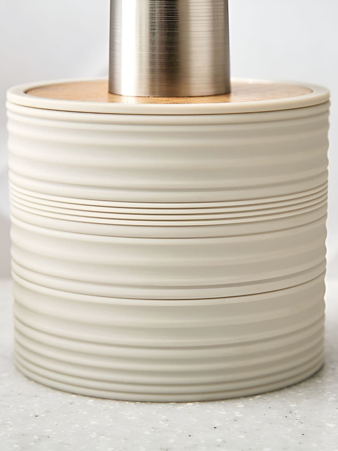 Home Centre Beige & Off White Striped Plastic Soap Dispenser thumbnail 4