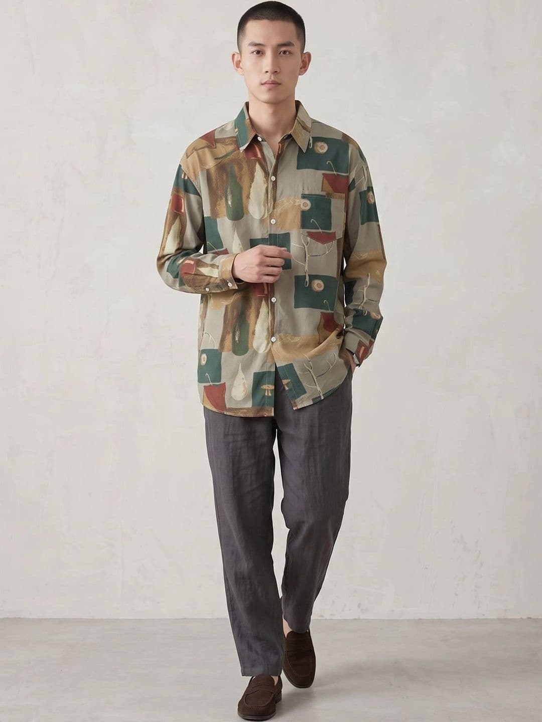 Suo Men Printed Casual Shirt thumbnail 2