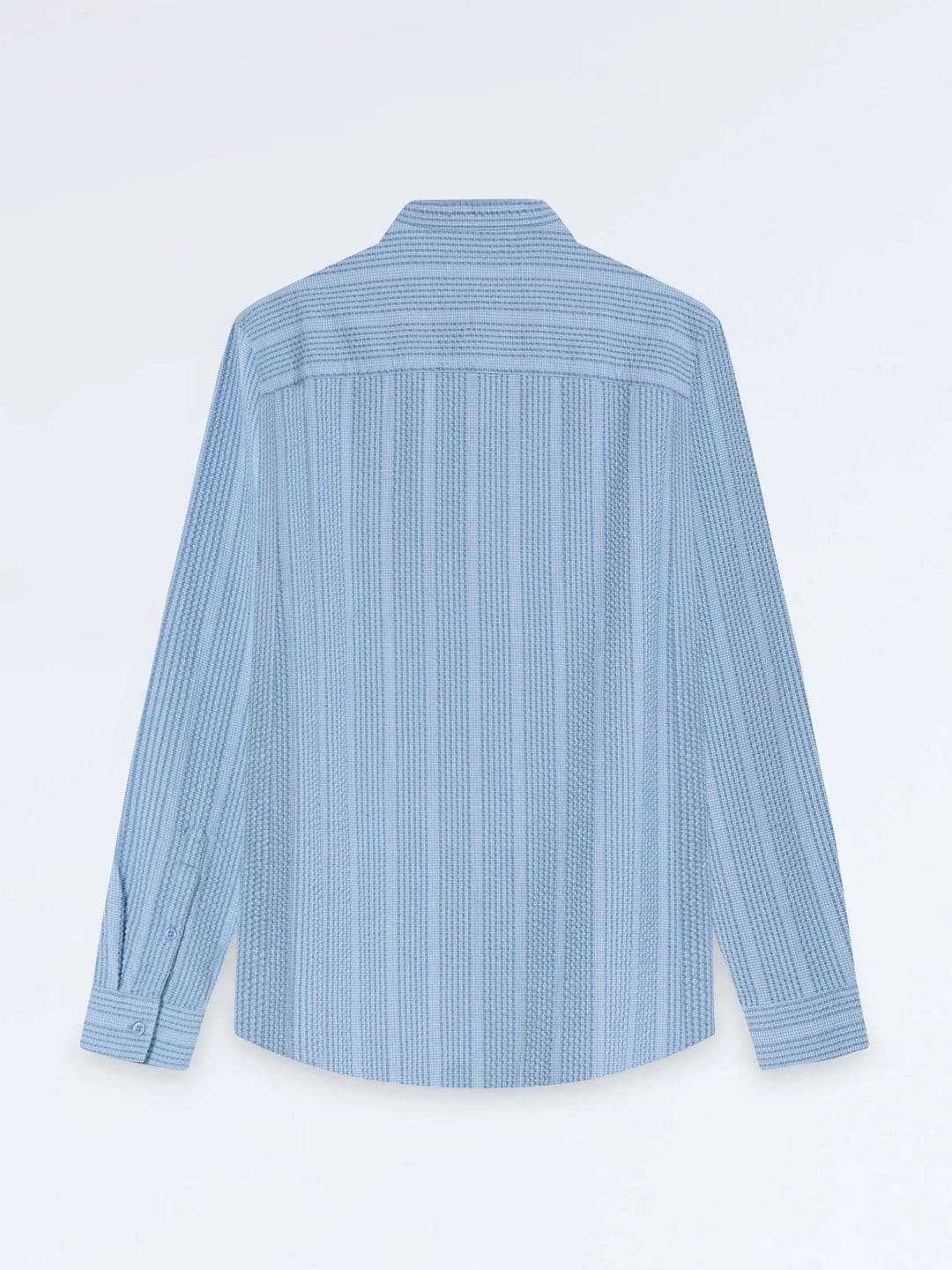 StitchX Men Seersucker Band Collar Pure Cotton Striped Kurta Shirt thumbnail 5