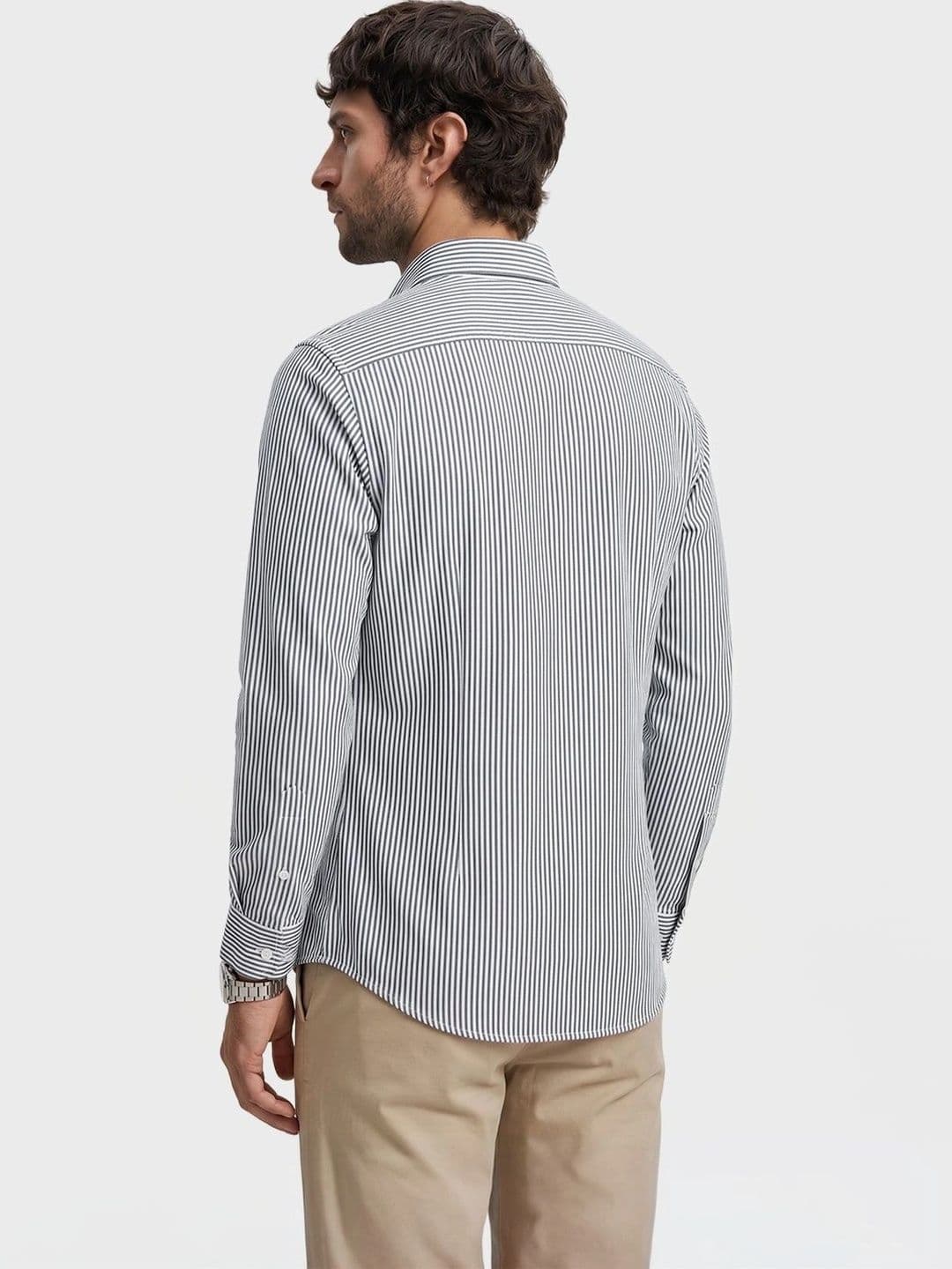 The Indian Garage Co Men Slim Fit Striped Casual Shirt thumbnail 7