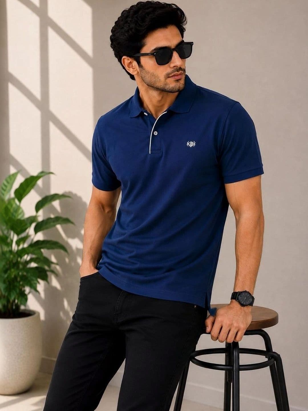 VELDEER Men Brand Logo Polo Collar T-shirt thumbnail 2
