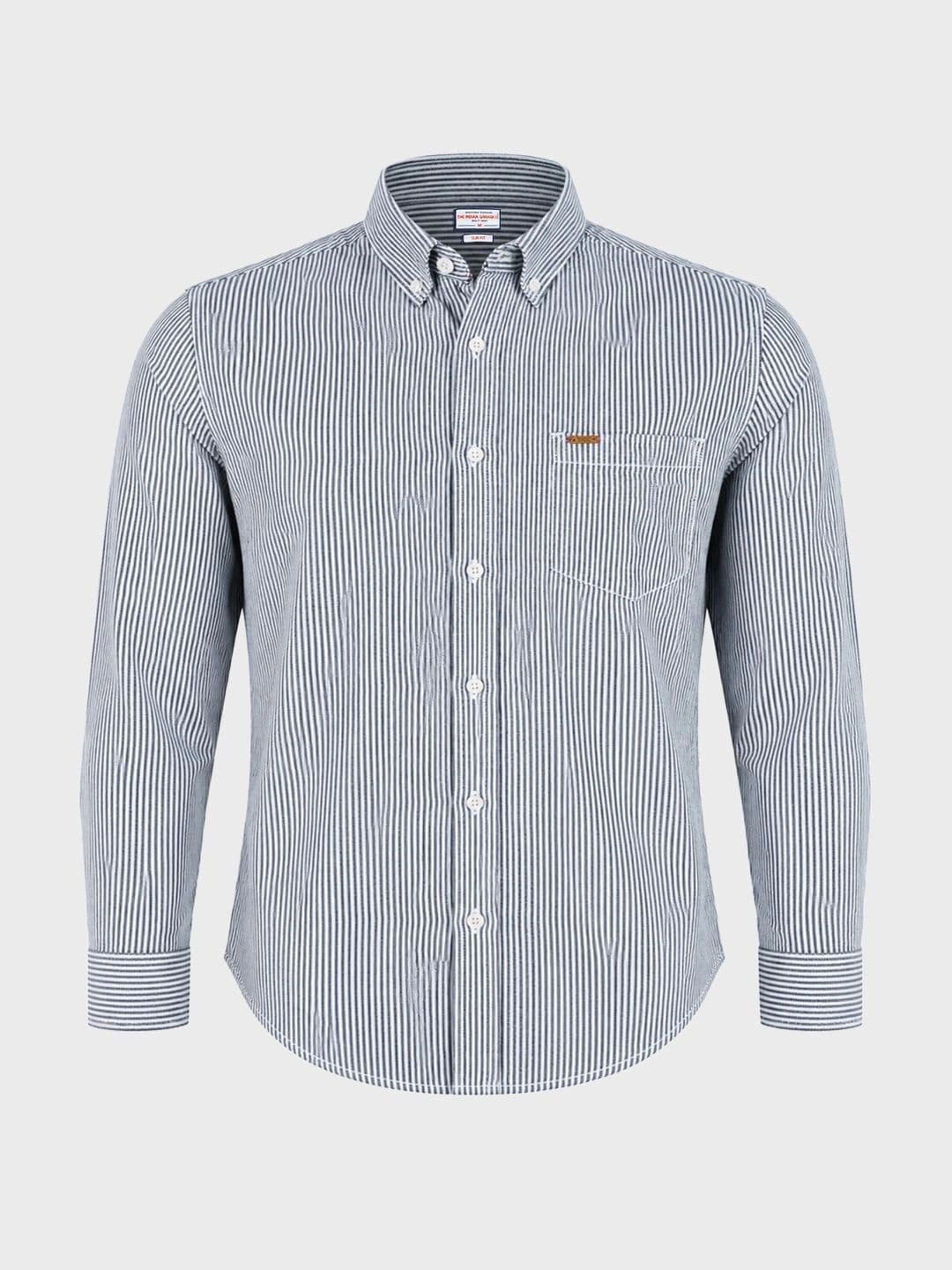 The Indian Garage Co Men Slim Fit Striped Casual Shirt thumbnail 6