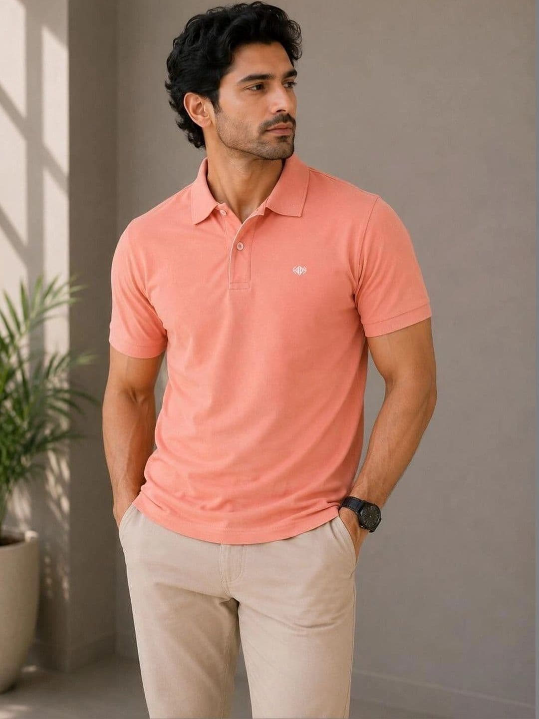 VELDEER Men Brand Logo Polo Collar T-shirt - view 1